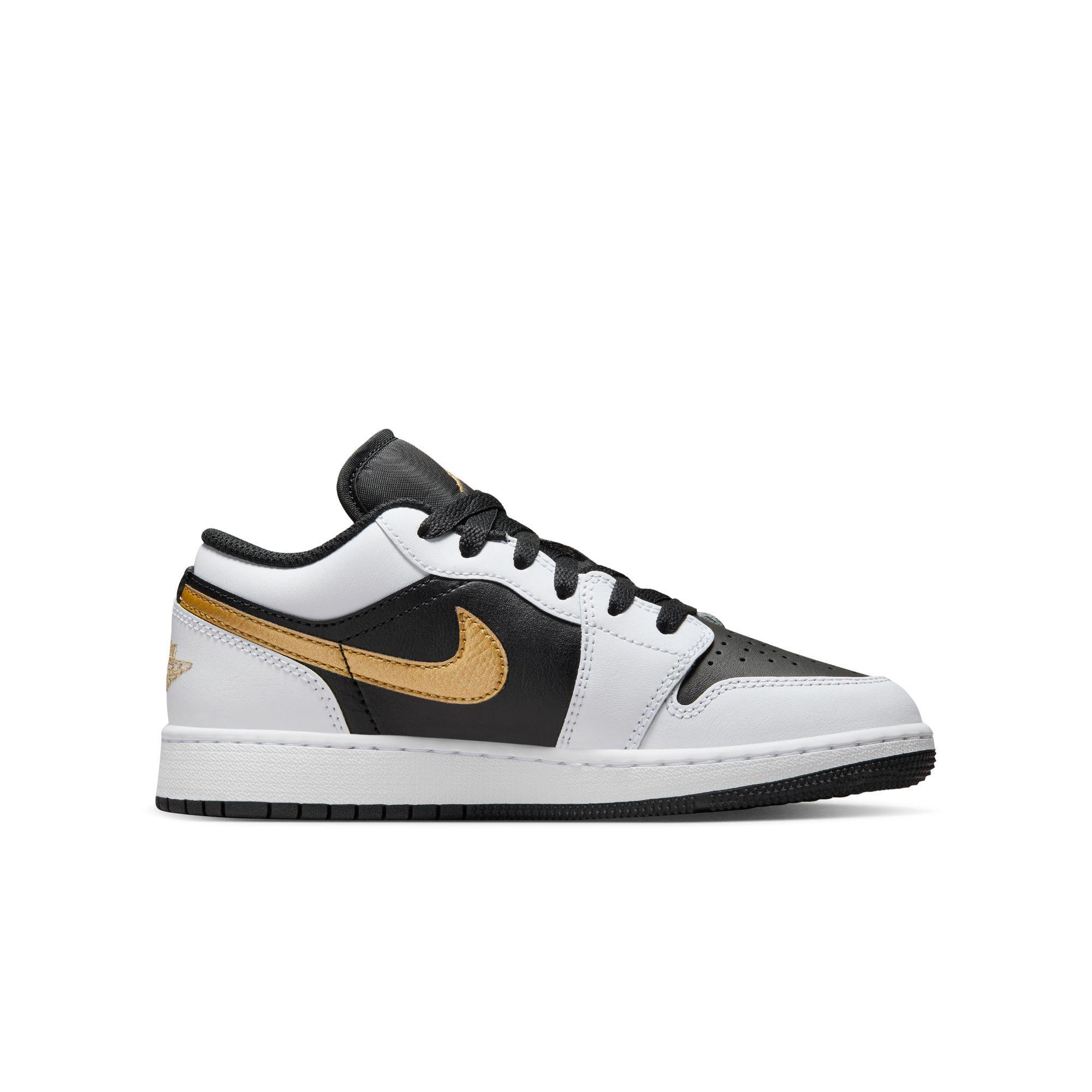 Jordan 1 Low "White/Metallic Gold/Black" Grade School Boys' Shoe