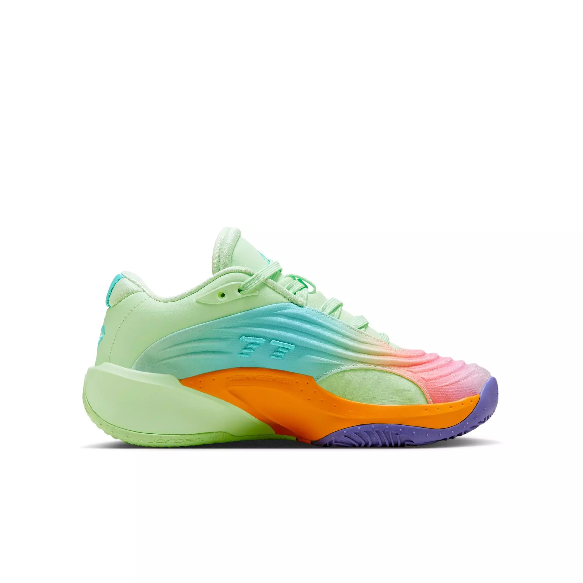 Jordan Luka 3 "Vapor Green/Hyper Jade/Cone" Grade School Boys' Basketball Shoe - GREEN/PURPLE