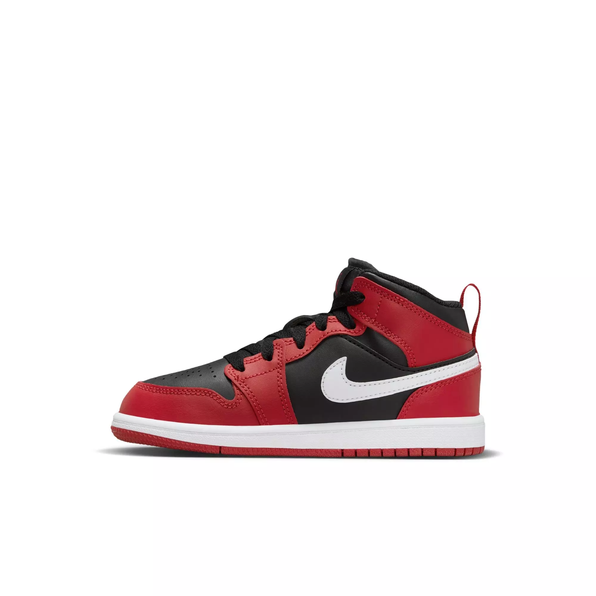Jordan 1 Mid "Black/White/Gym Red" Preschool Boys' Shoe - RED/BLACK/WHITE