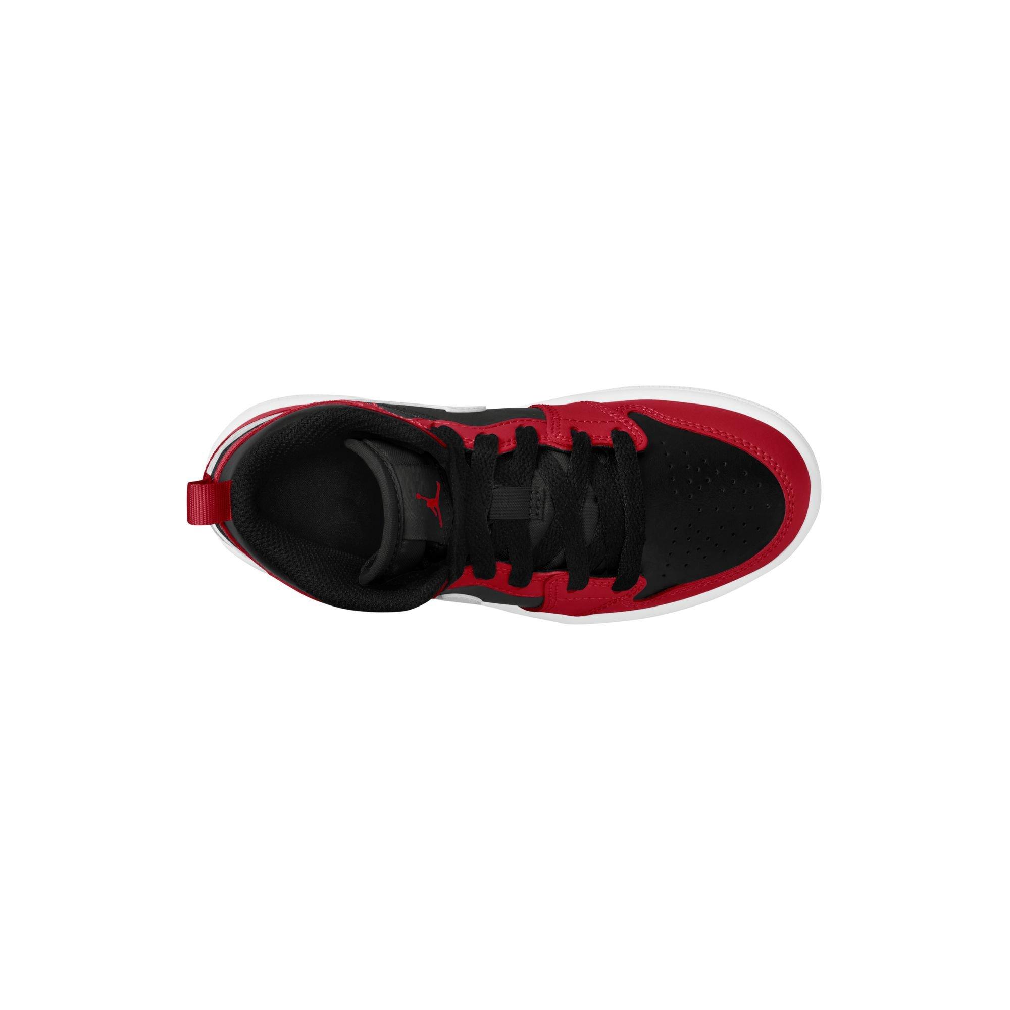 Jordan 1 Mid "Black/White/Gym Red" Preschool Boys' Shoe - RED/BLACK/WHITE Thumbnail View 9