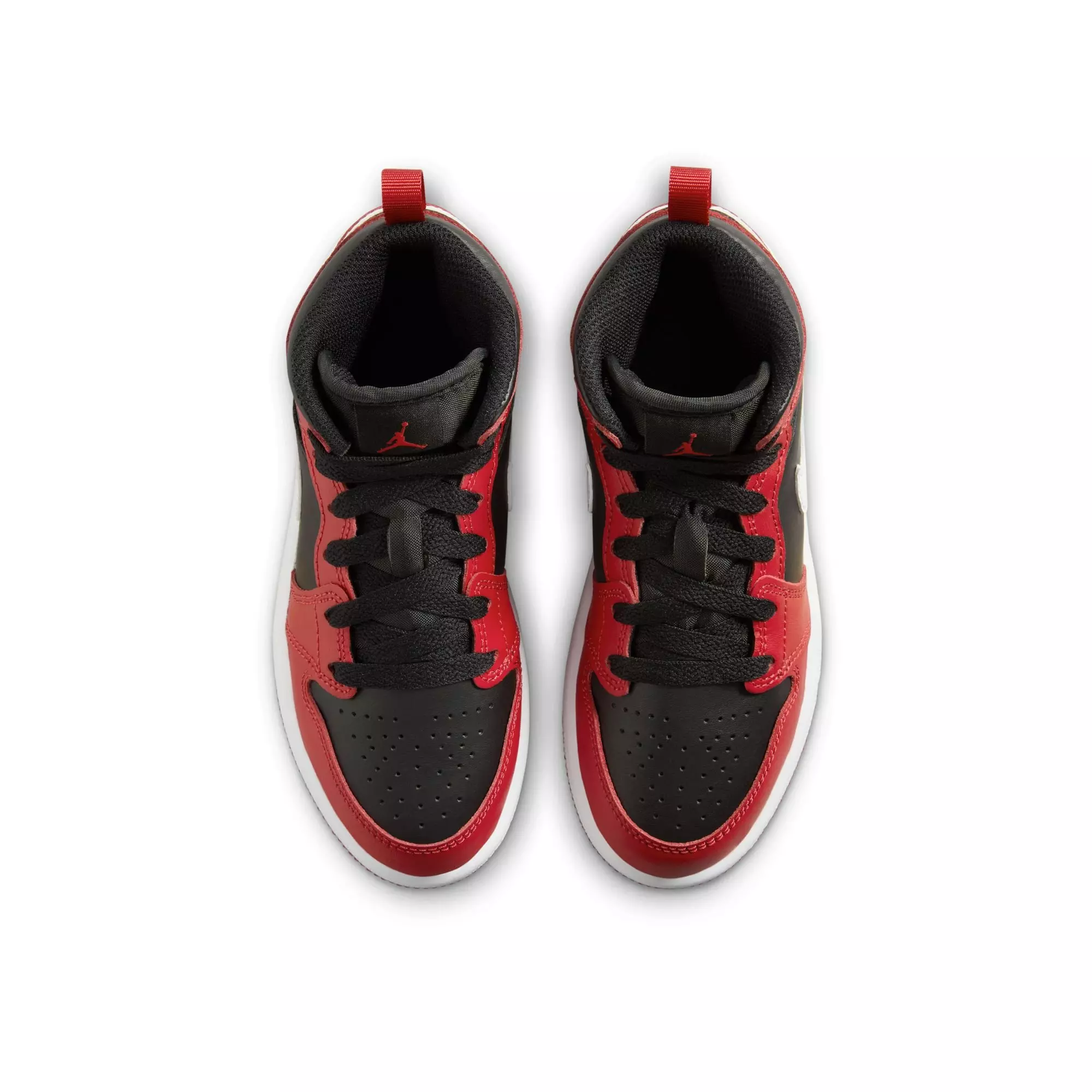 Jordan 1 Mid "Black/White/Gym Red" Preschool Boys' Shoe - RED/BLACK/WHITE