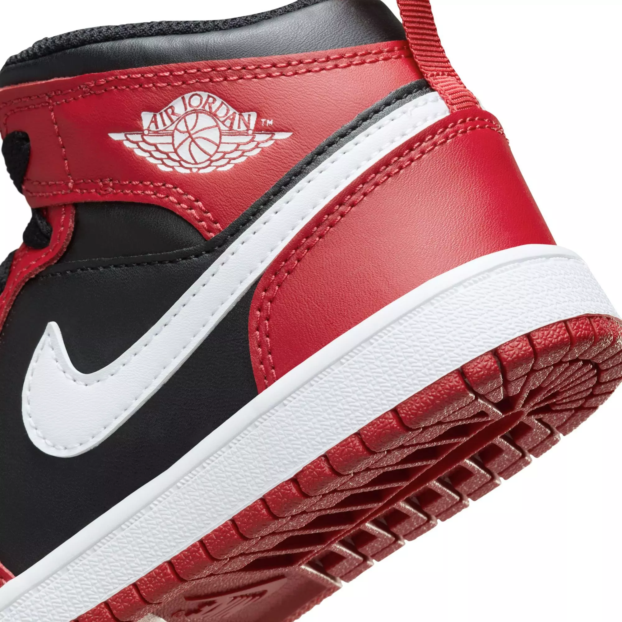 Jordan 1 Mid "Black/White/Gym Red" Preschool Boys' Shoe - RED/BLACK/WHITE