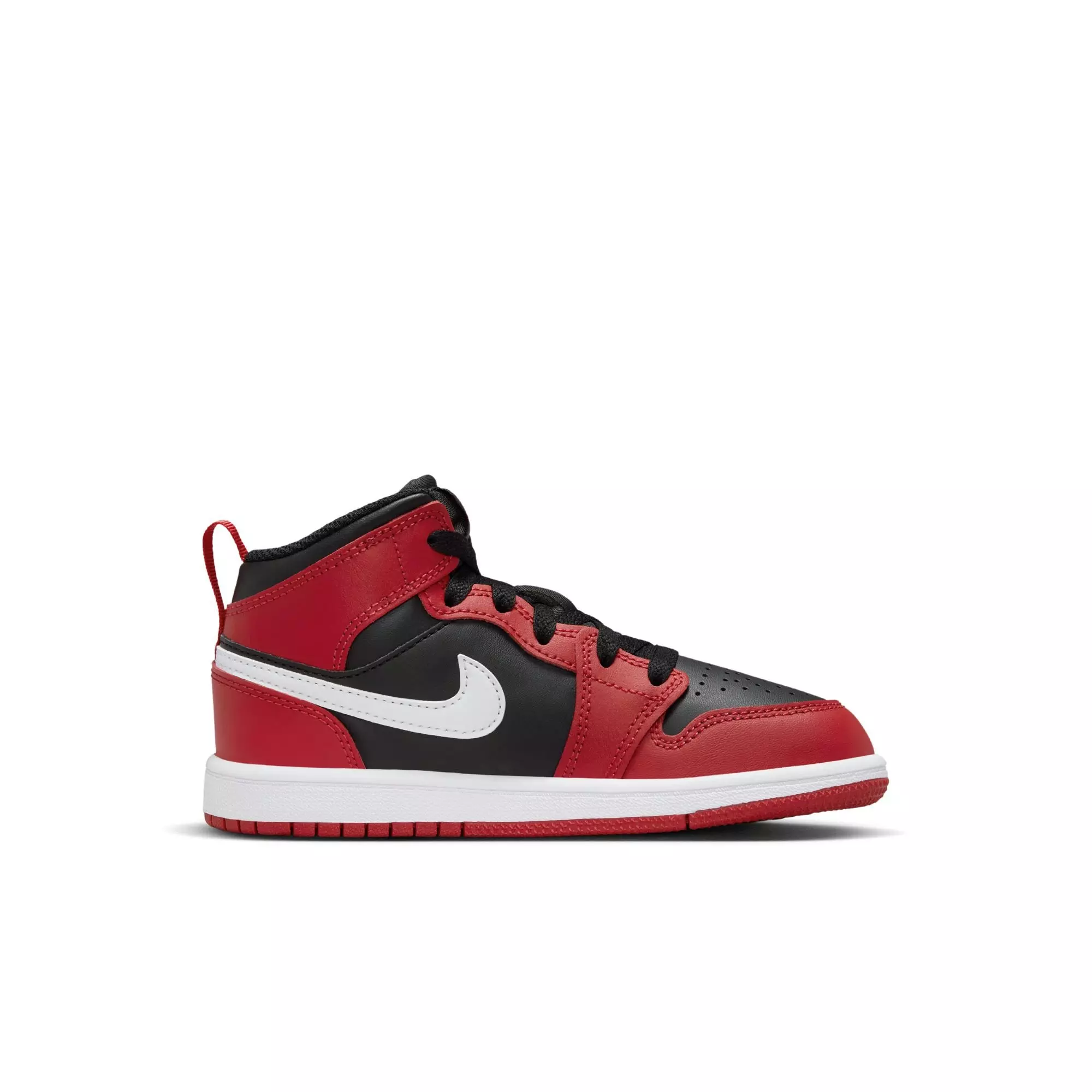 Jordan 1 Mid "Black/White/Gym Red" Preschool Boys' Shoe - RED/BLACK/WHITE