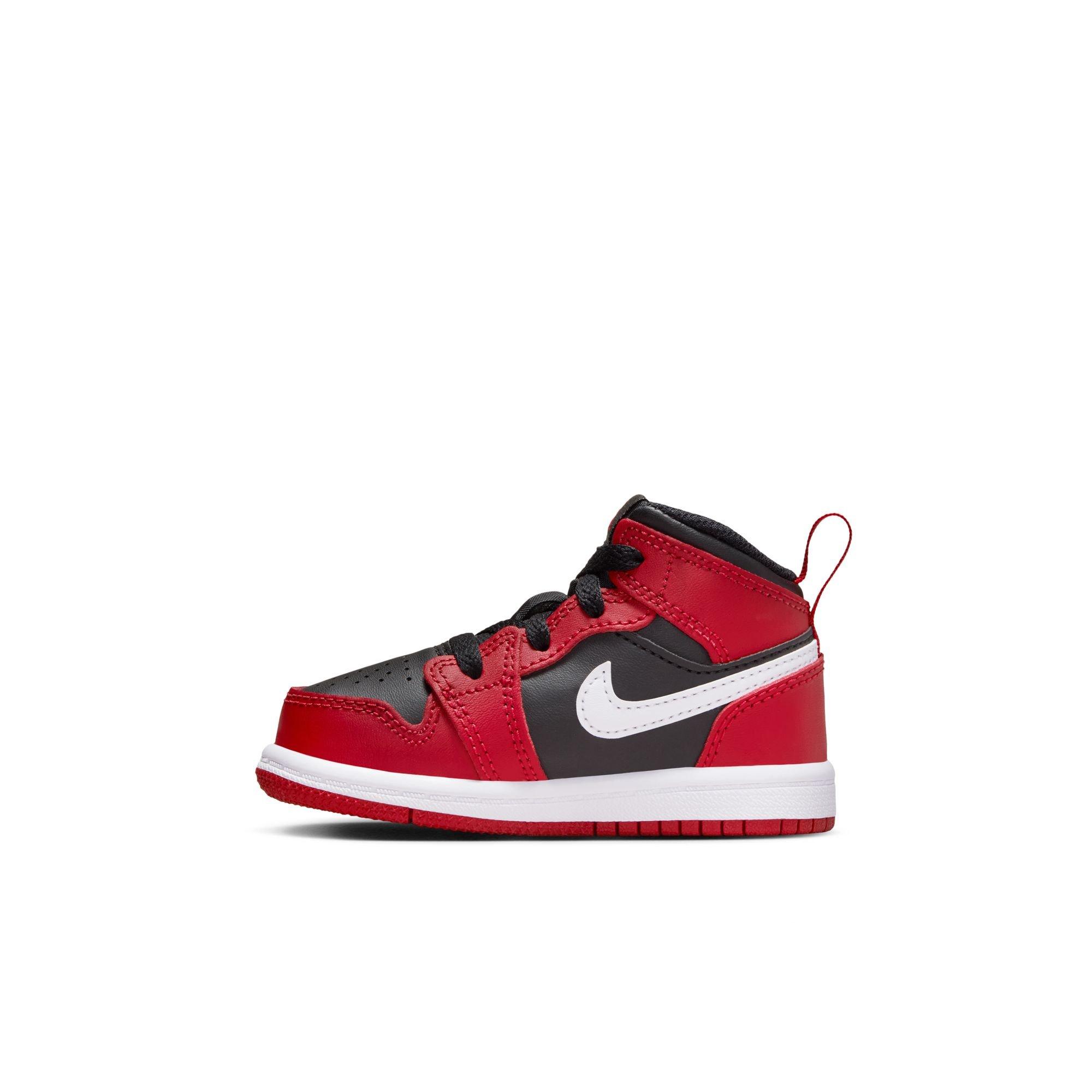 Jordan 1 Mid Toddler Boys' "Black/White/Gym Red" Shoe