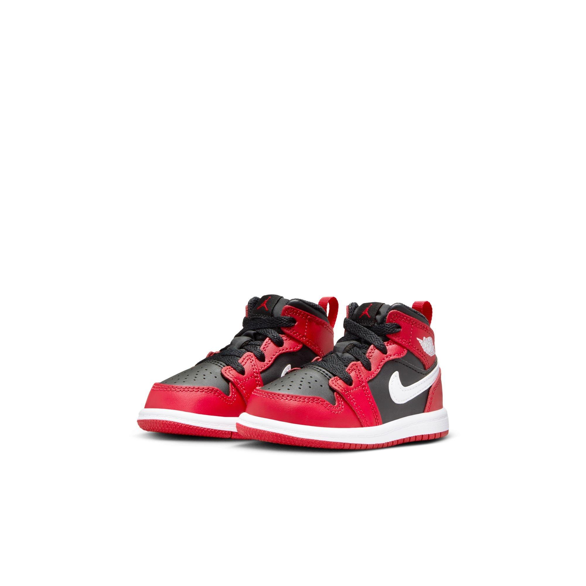 Jordan 1 Mid Toddler Boys' "Black/White/Gym Red" Shoe