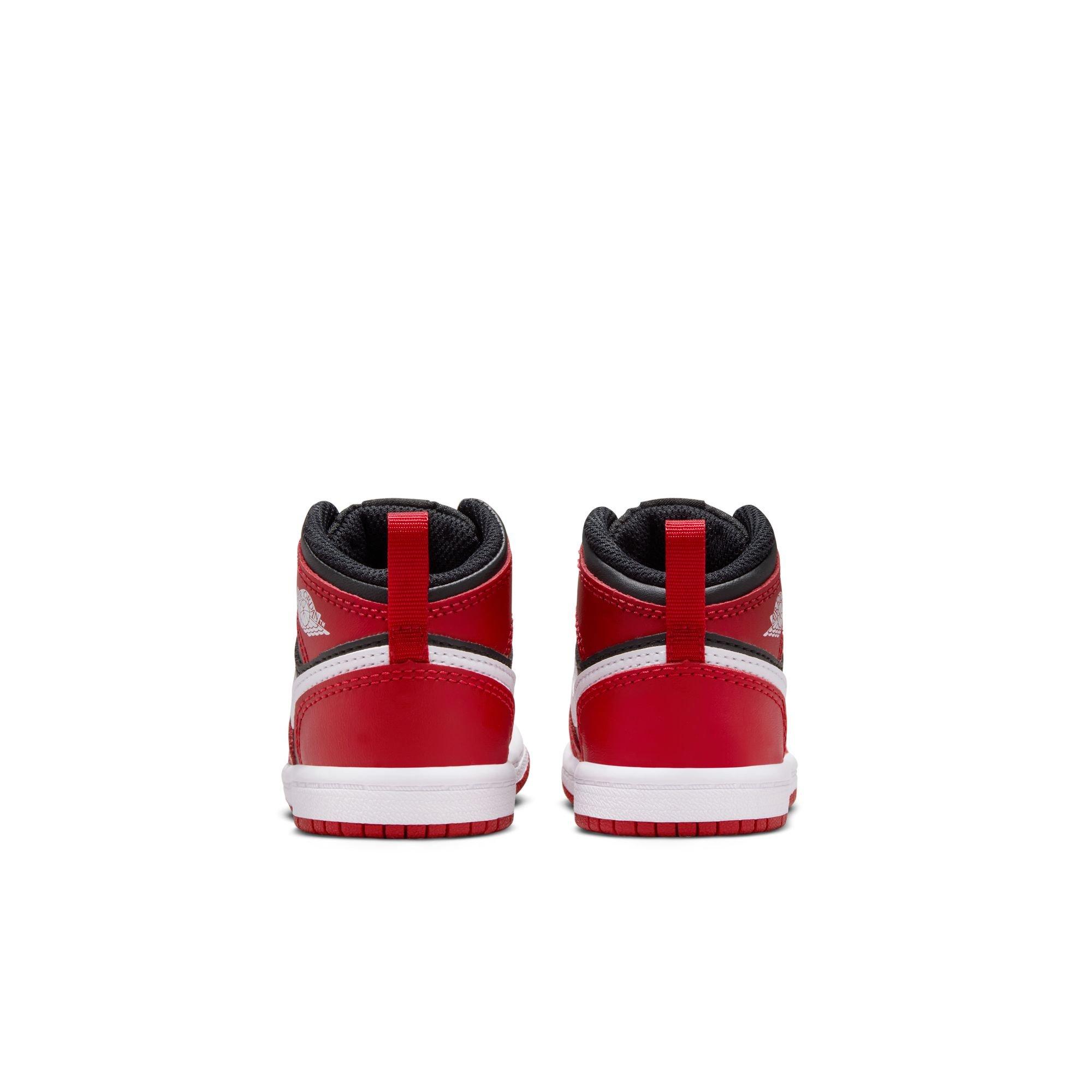 Jordan 1 Mid Toddler Boys' "Black/White/Gym Red" Shoe