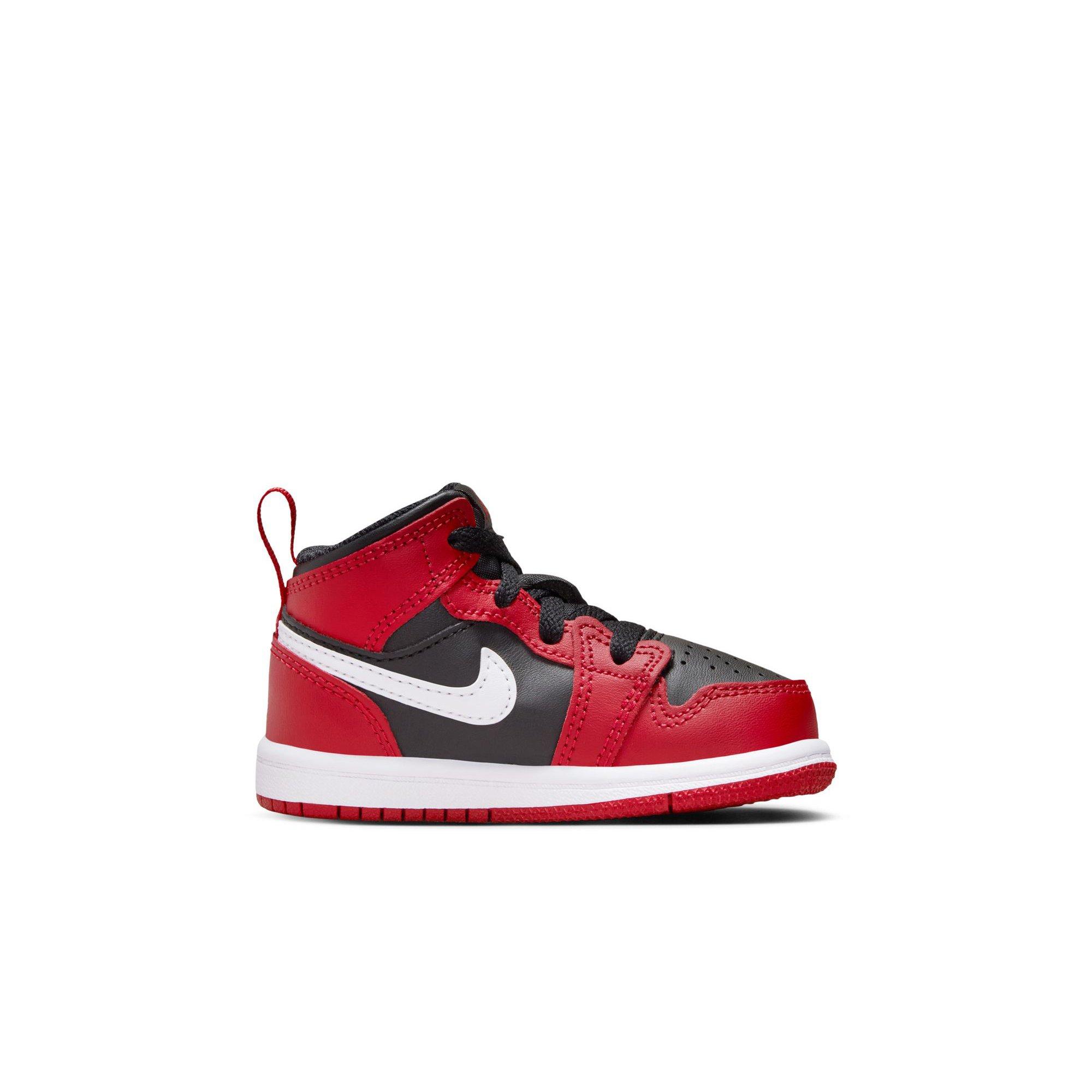 Jordan 1 Mid Toddler Boys' "Black/White/Gym Red" Shoe