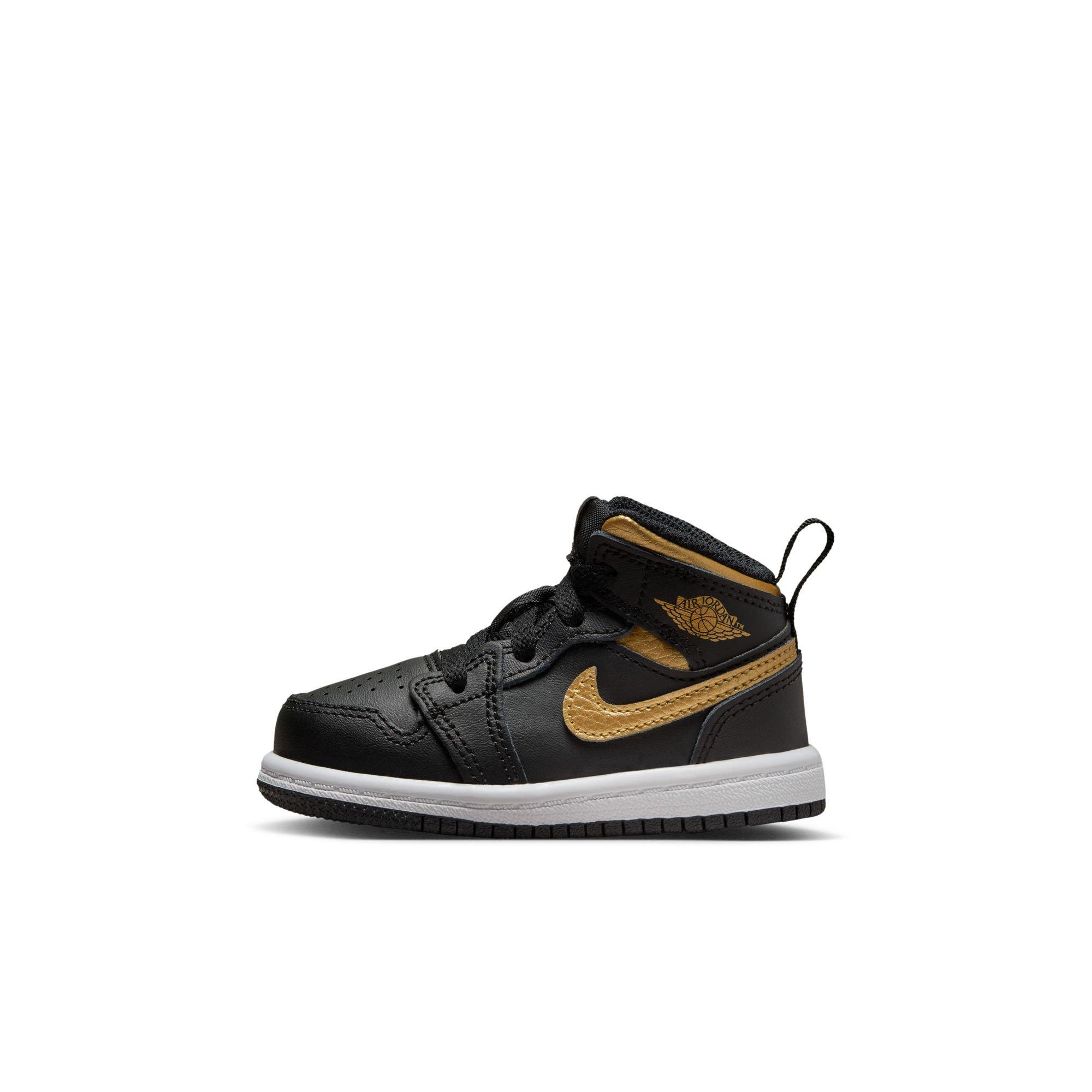 Jordan 1 Mid Toddler Boys' "Black/Metallic Gold/White" Shoe