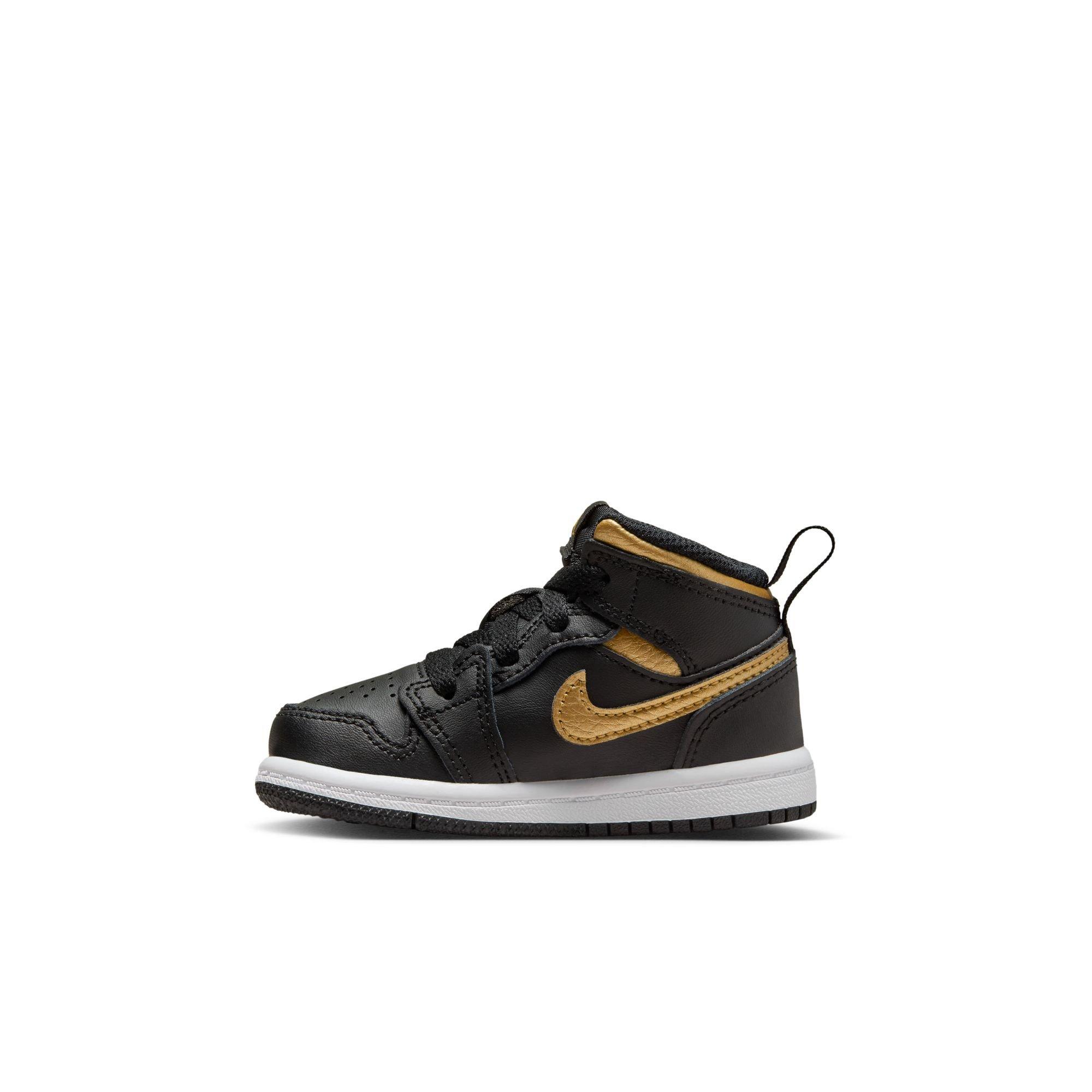 Jordan 1 Mid Toddler Boys' "Black/Metallic Gold/White" Shoe