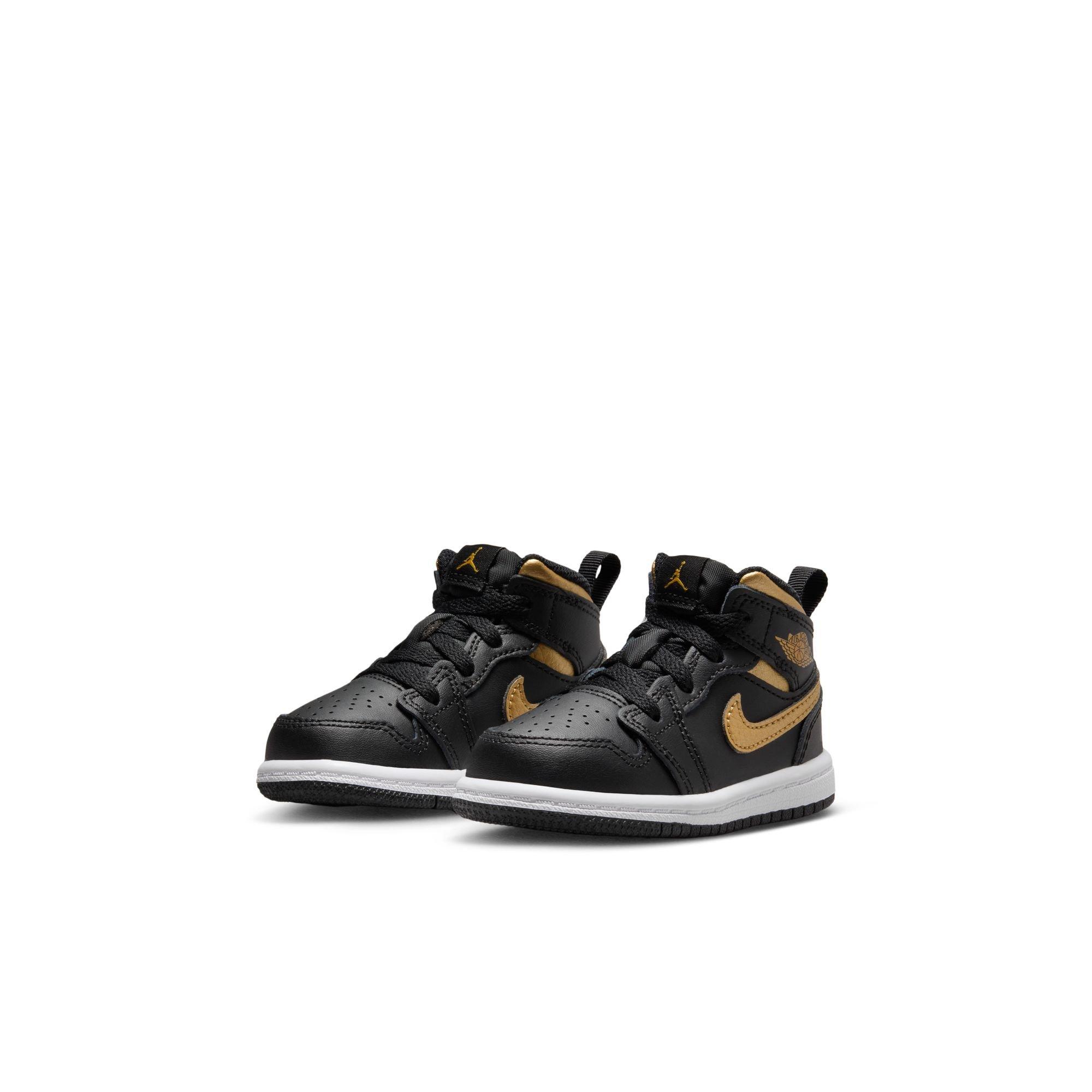 Jordan 1 Mid Toddler Boys' "Black/Metallic Gold/White" Shoe