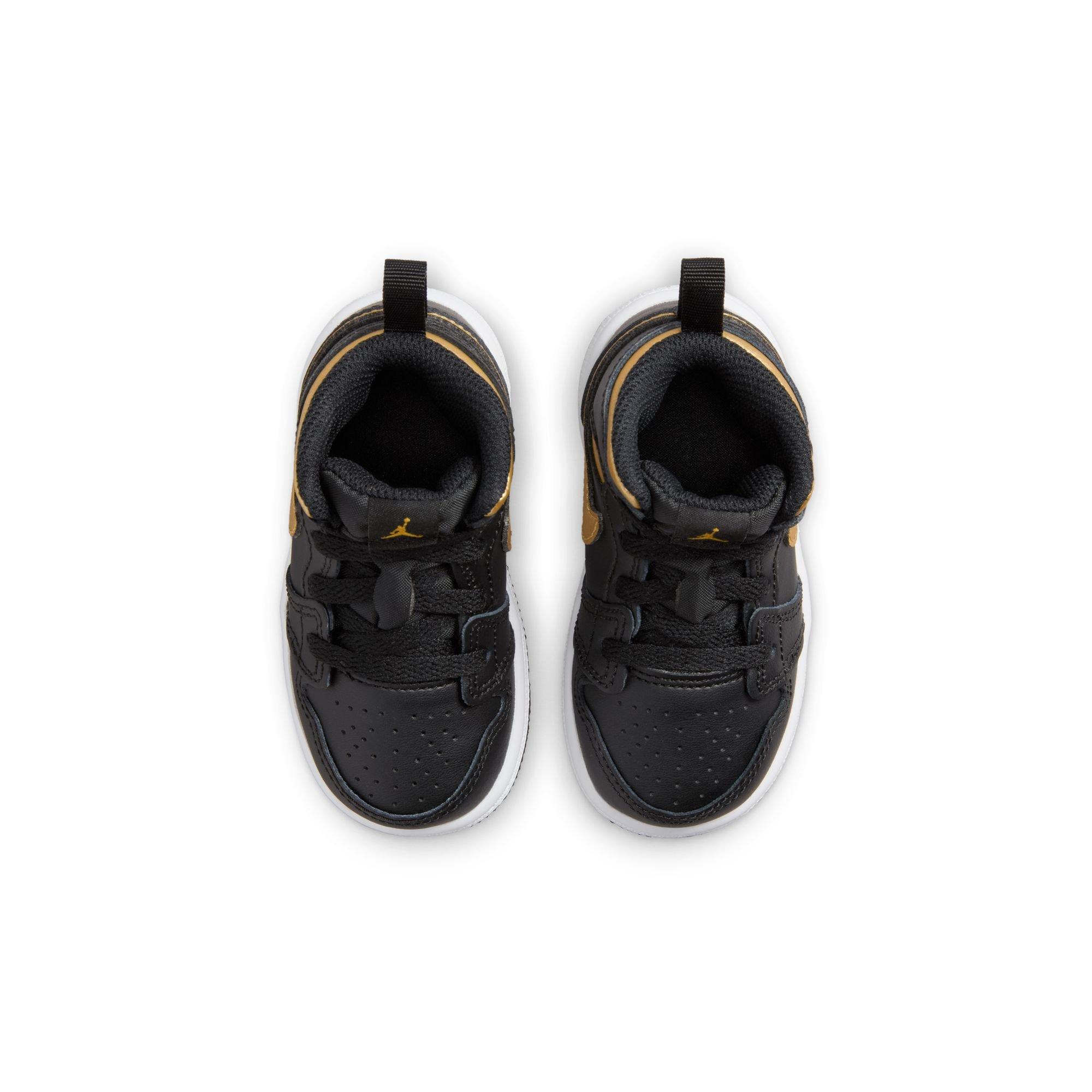 Jordan 1 Mid "Black/Metallic Gold" Toddler Boys' Shoe - BLACK/GOLD Thumbnail View 6