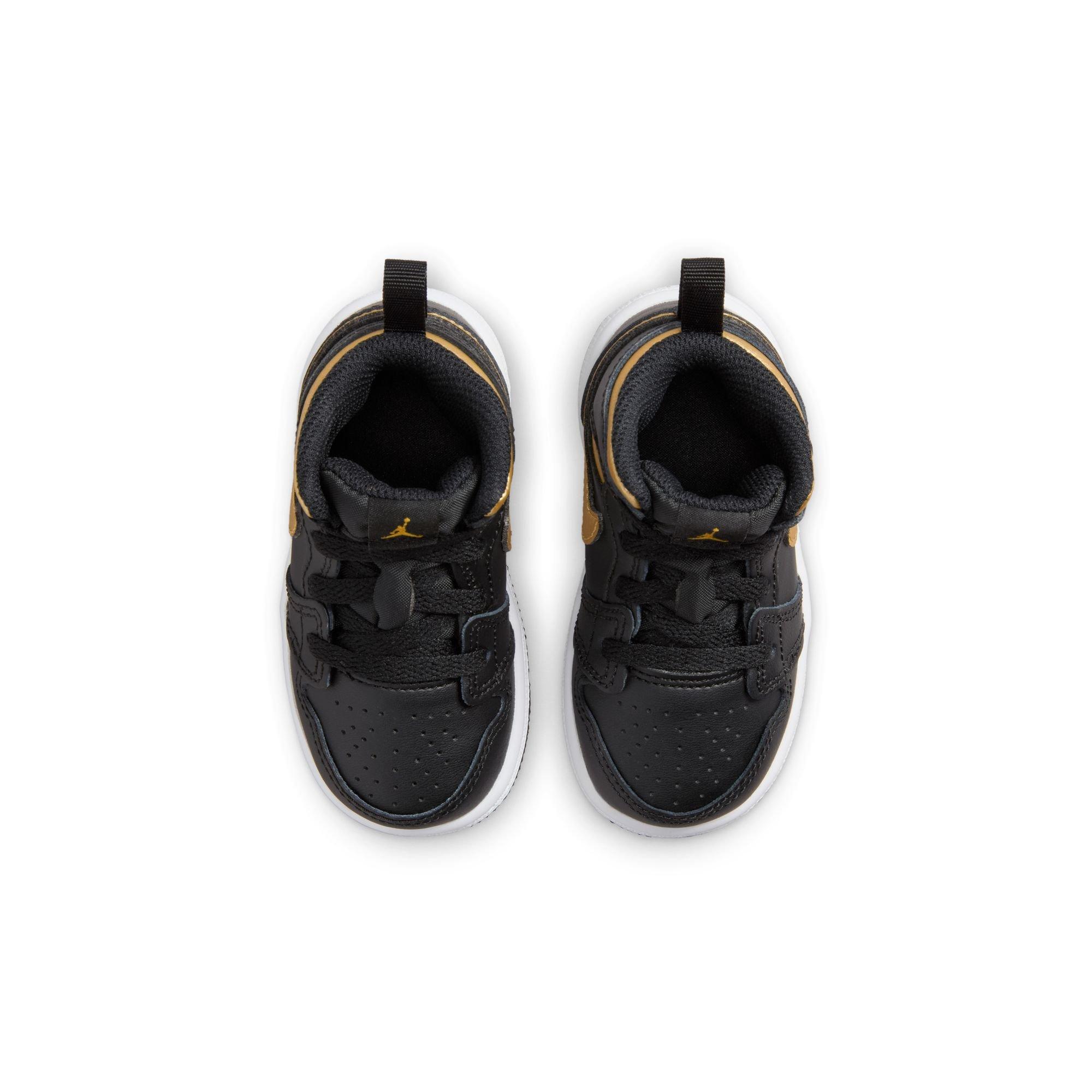 Jordan 1 Mid Toddler Boys' "Black/Metallic Gold/White" Shoe