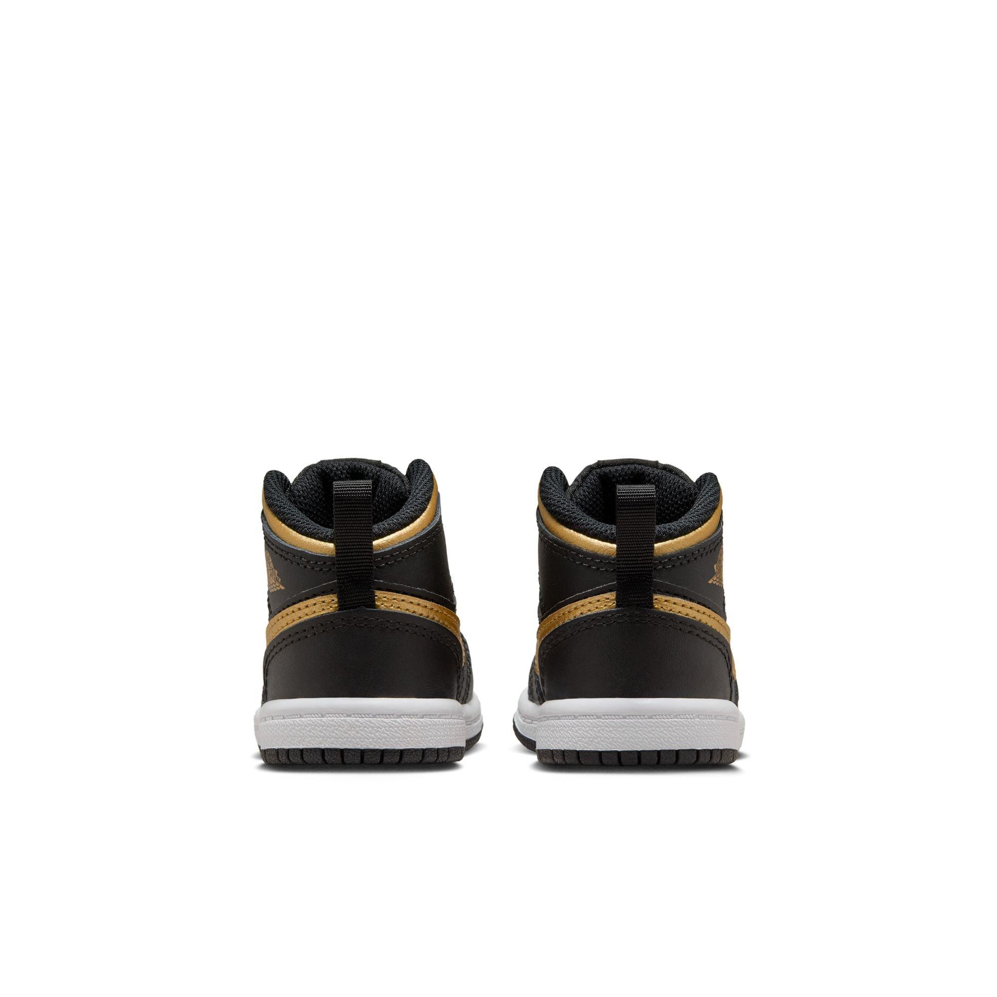 Jordan 1 Mid Toddler Boys' "Black/Metallic Gold/White" Shoe