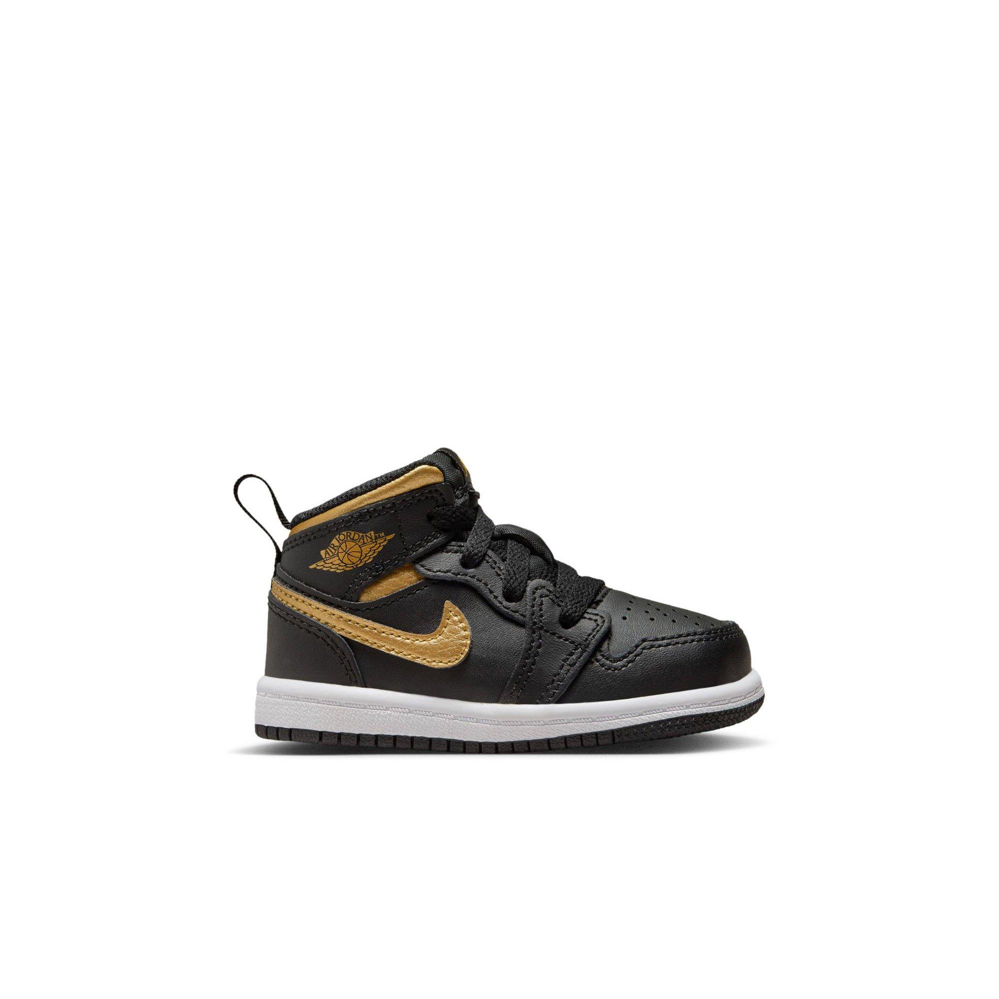 Jordan 1 Mid Toddler Boys' "Black/Metallic Gold/White" Shoe