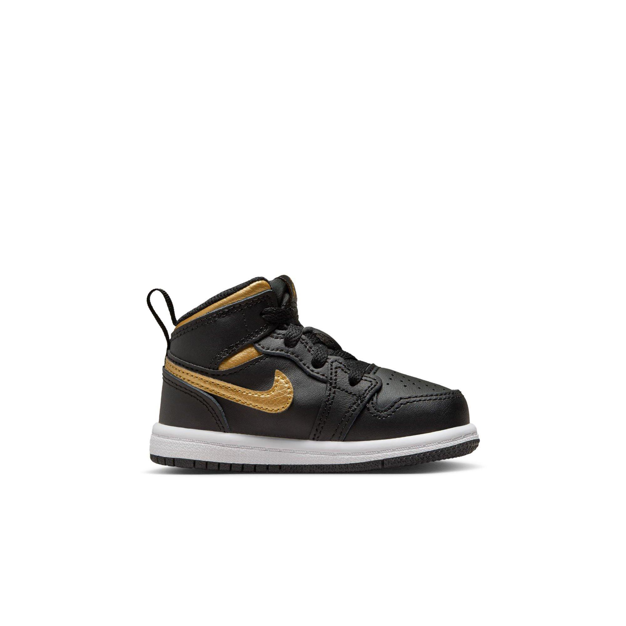 Jordan 1 Mid Toddler Boys' "Black/Metallic Gold/White" Shoe