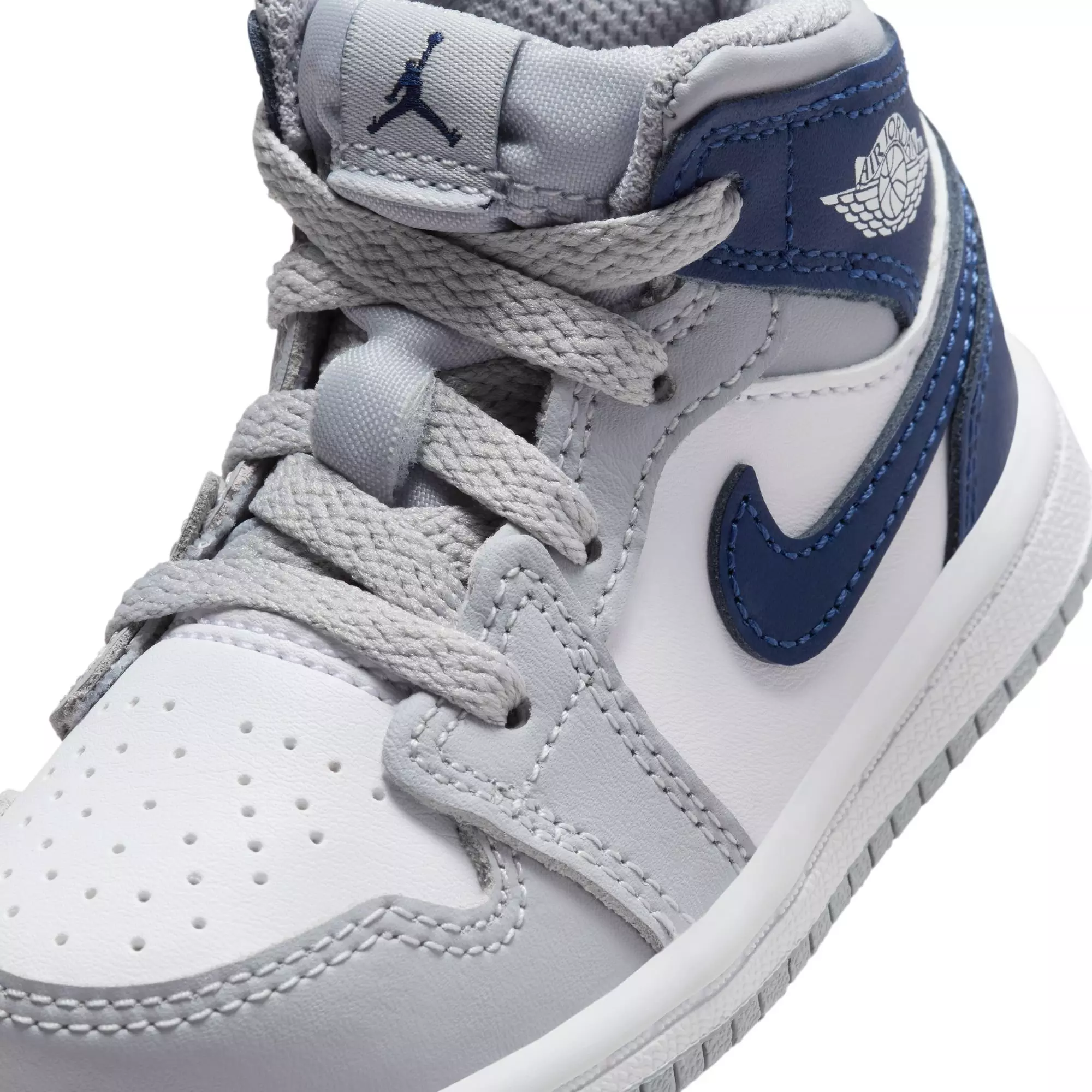 Jordan 1 Mid "White/Midnight Navy/Wolf Grey" Toddler Boys' Shoe - NAVY/GREY/WHITE