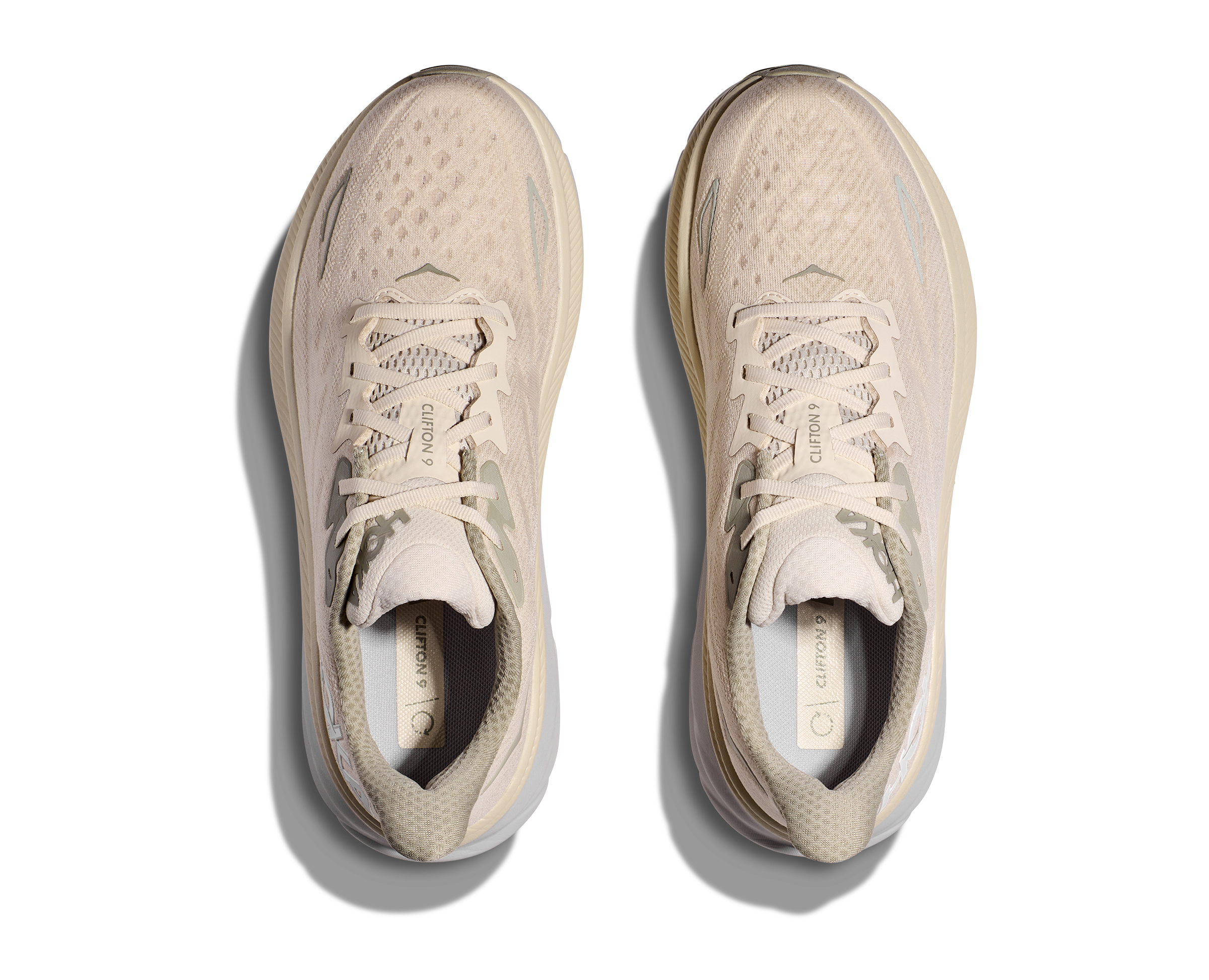 Hoka Clifton 9 Men's Gusseted Tongue Laces Running Shoe - Beige