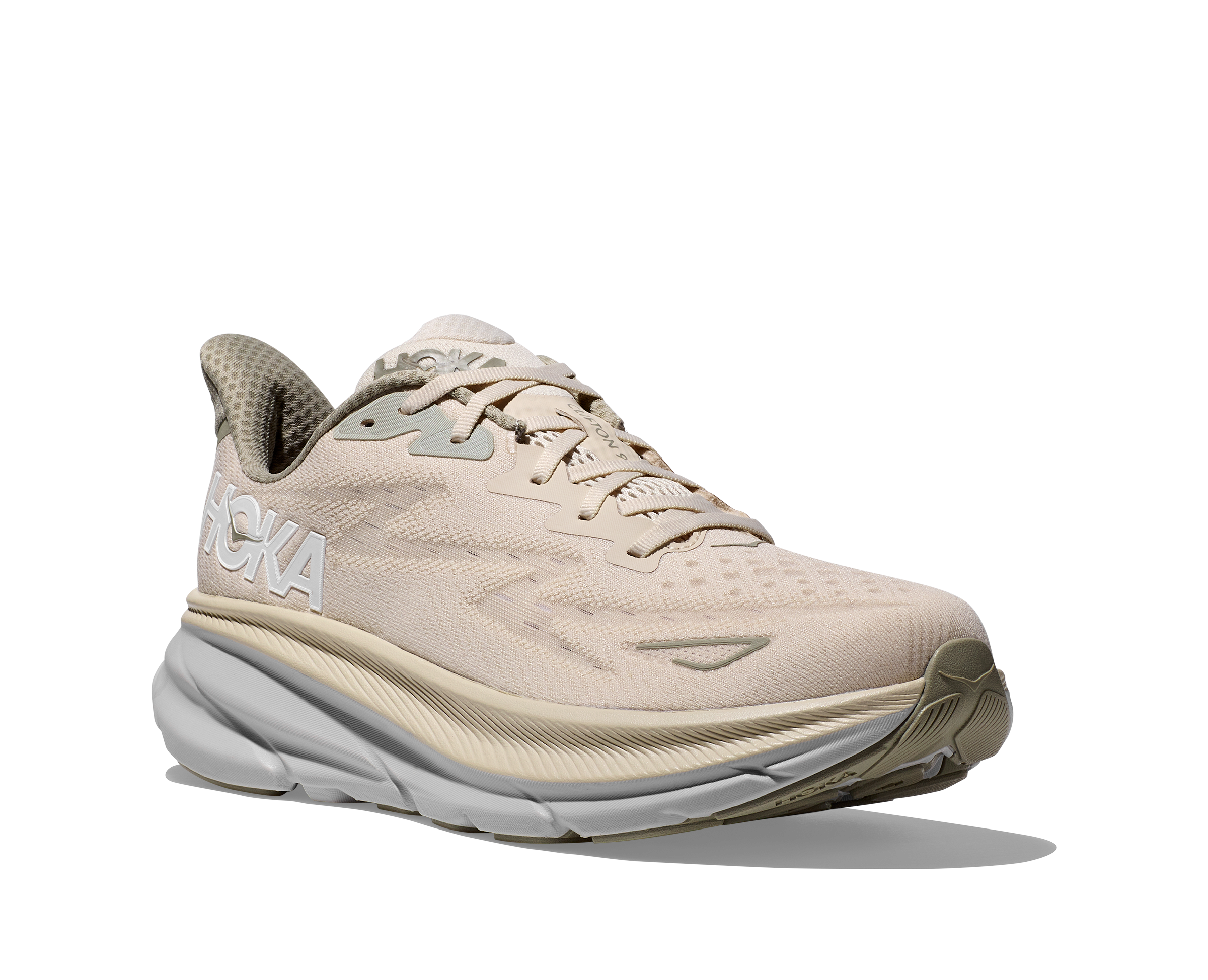 Hoka Clifton 9 "Oak/Alabaster" Men's Running Shoe - CREAM Thumbnail View 7