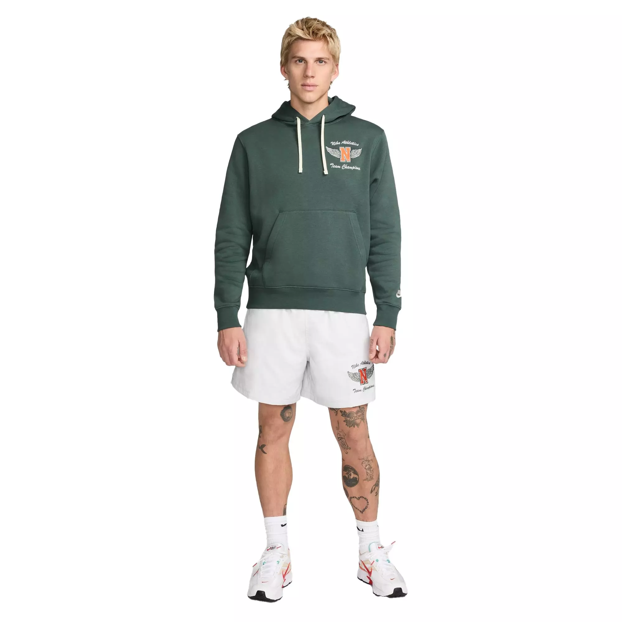 Nike Men's Sportswear Club Fleece Pullover Hoodie-Green - GREEN