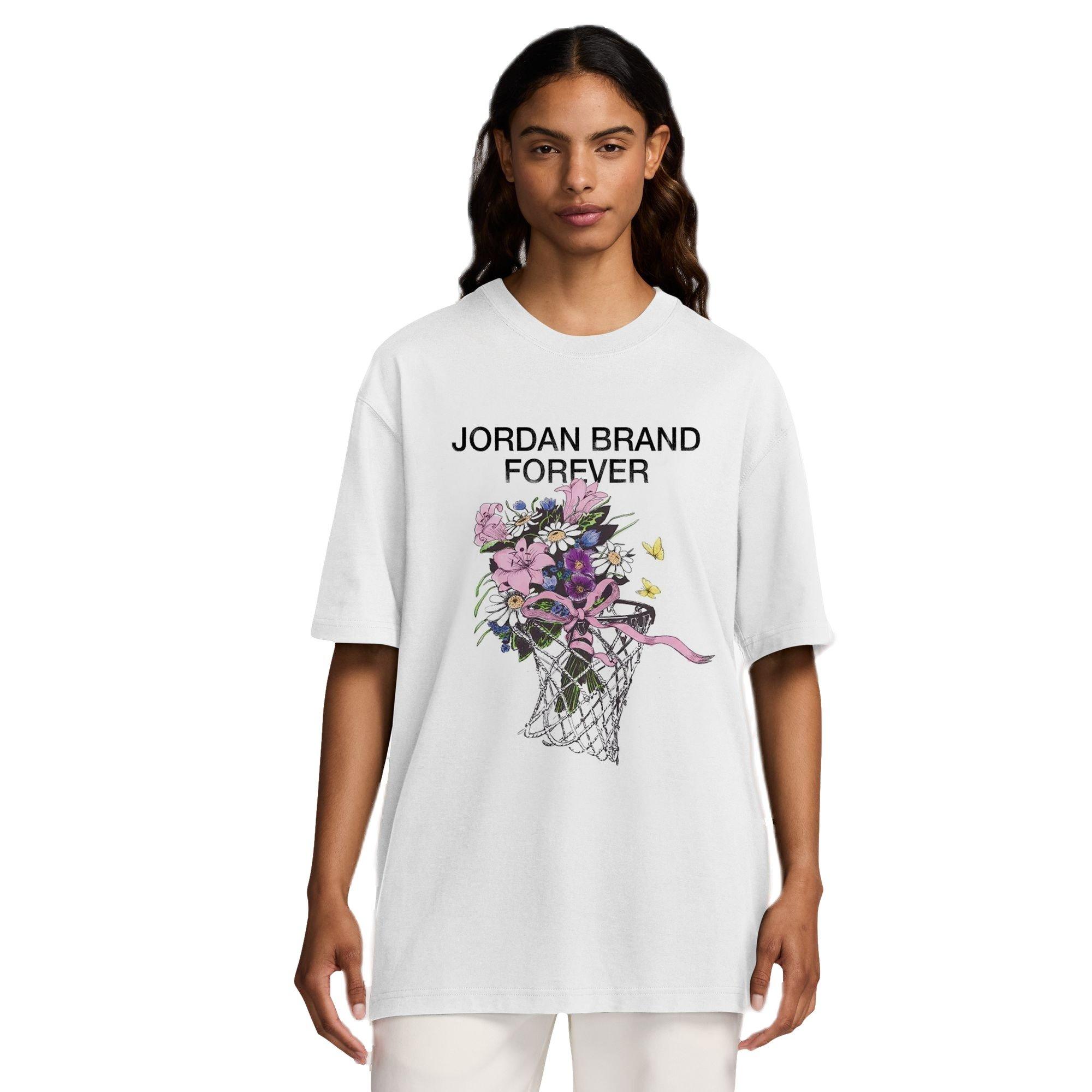 Jordan Women's Floral Graphic Tee - White/Bordeaux - WHITE/BURGUNDY Thumbnail View 1
