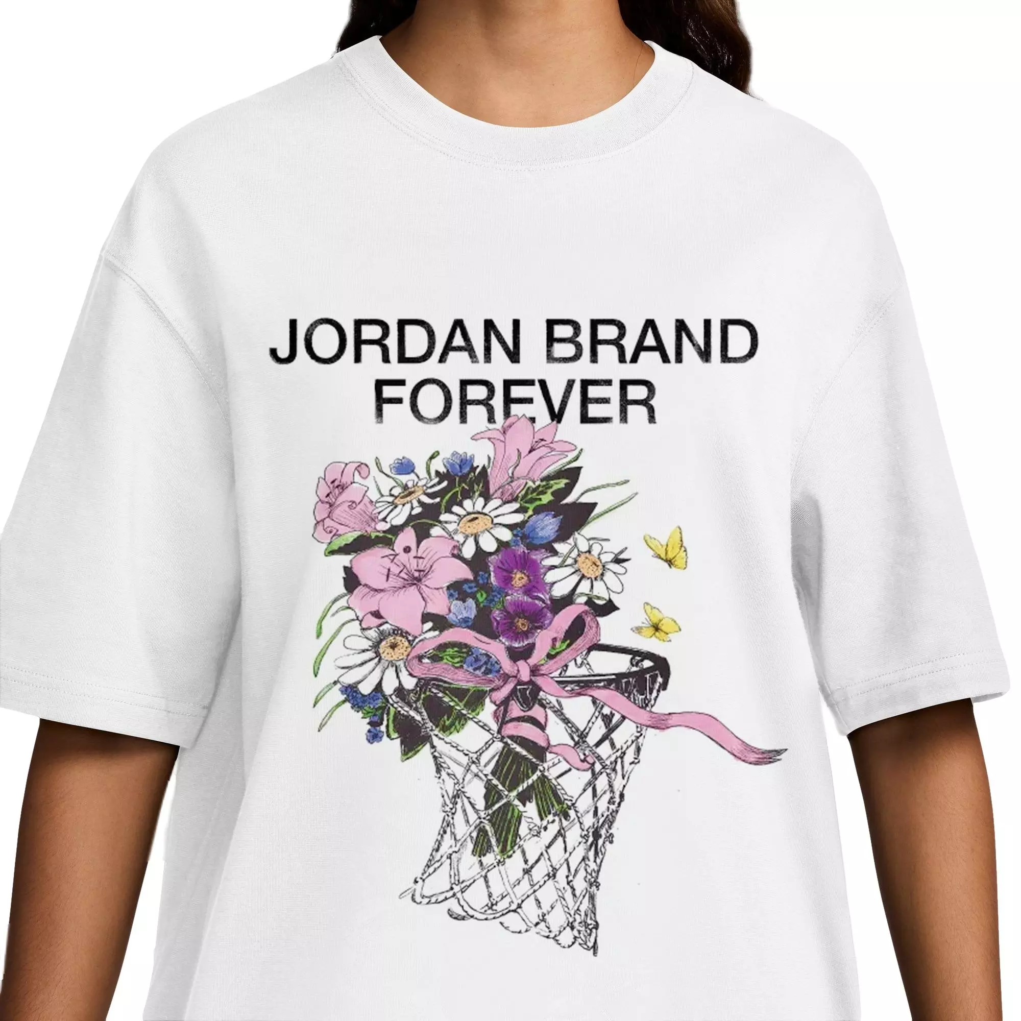 Jordan Women's Floral Graphic Tee - White/Bordeaux - WHITE/BURGUNDY