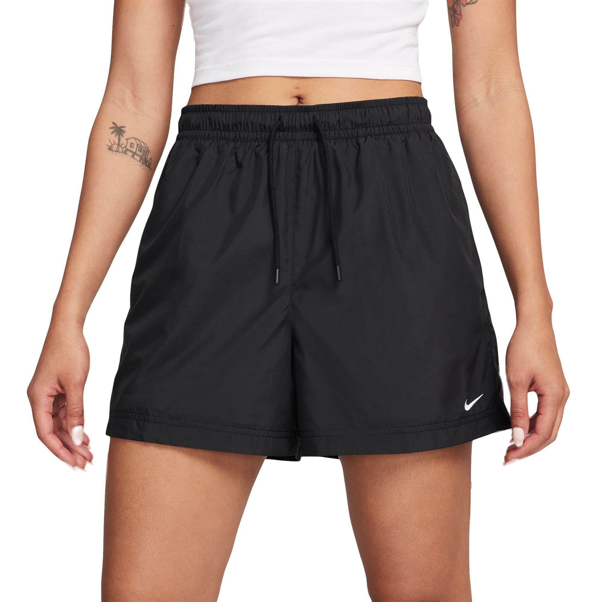 Nike Women's Sportswear Essential Mid-Rise Woven Shorts - BLACK Thumbnail View 1