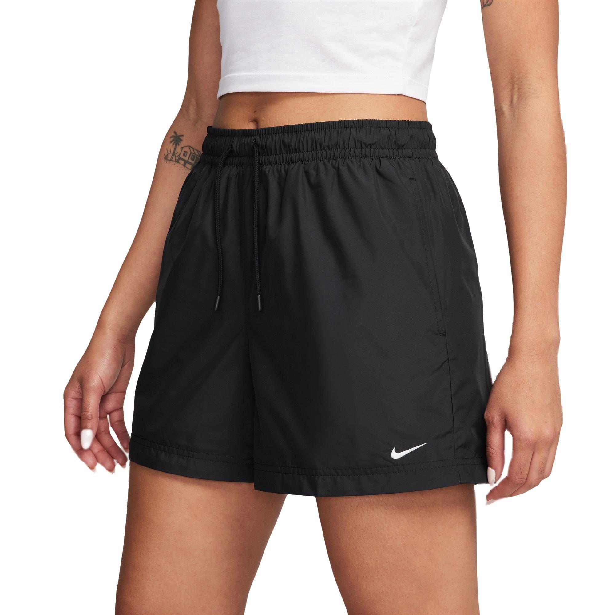 Nike Women's Sportswear Essential Mid-Rise Woven Shorts - BLACK Thumbnail View 3