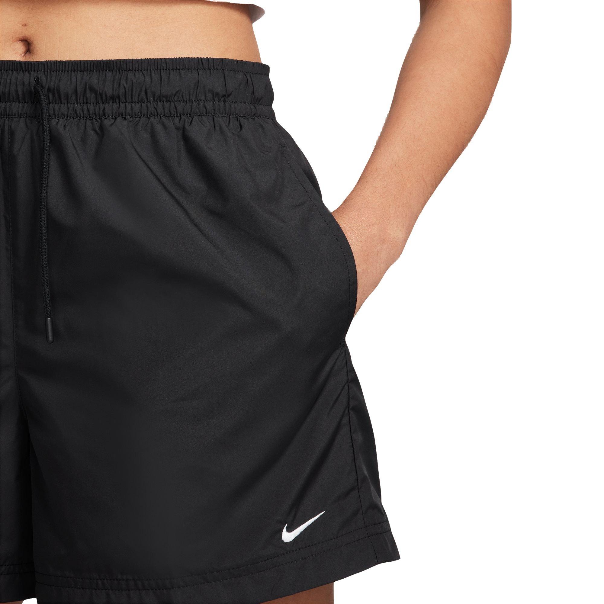 Nike Women's Sportswear Essential Mid-Rise Woven Shorts - BLACK Thumbnail View 4