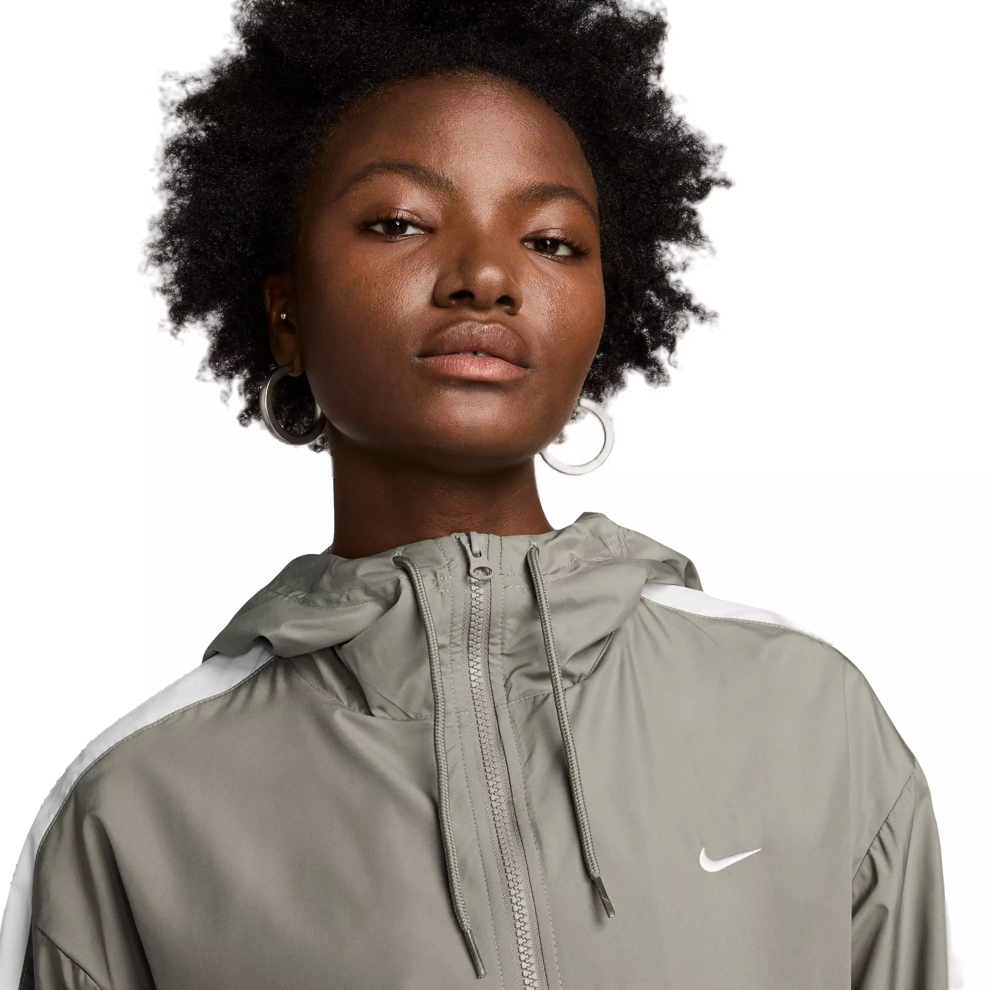 Nike Women's Sportswear Classic Wovens Loose UV Protection Hooded Jacket - GREEN