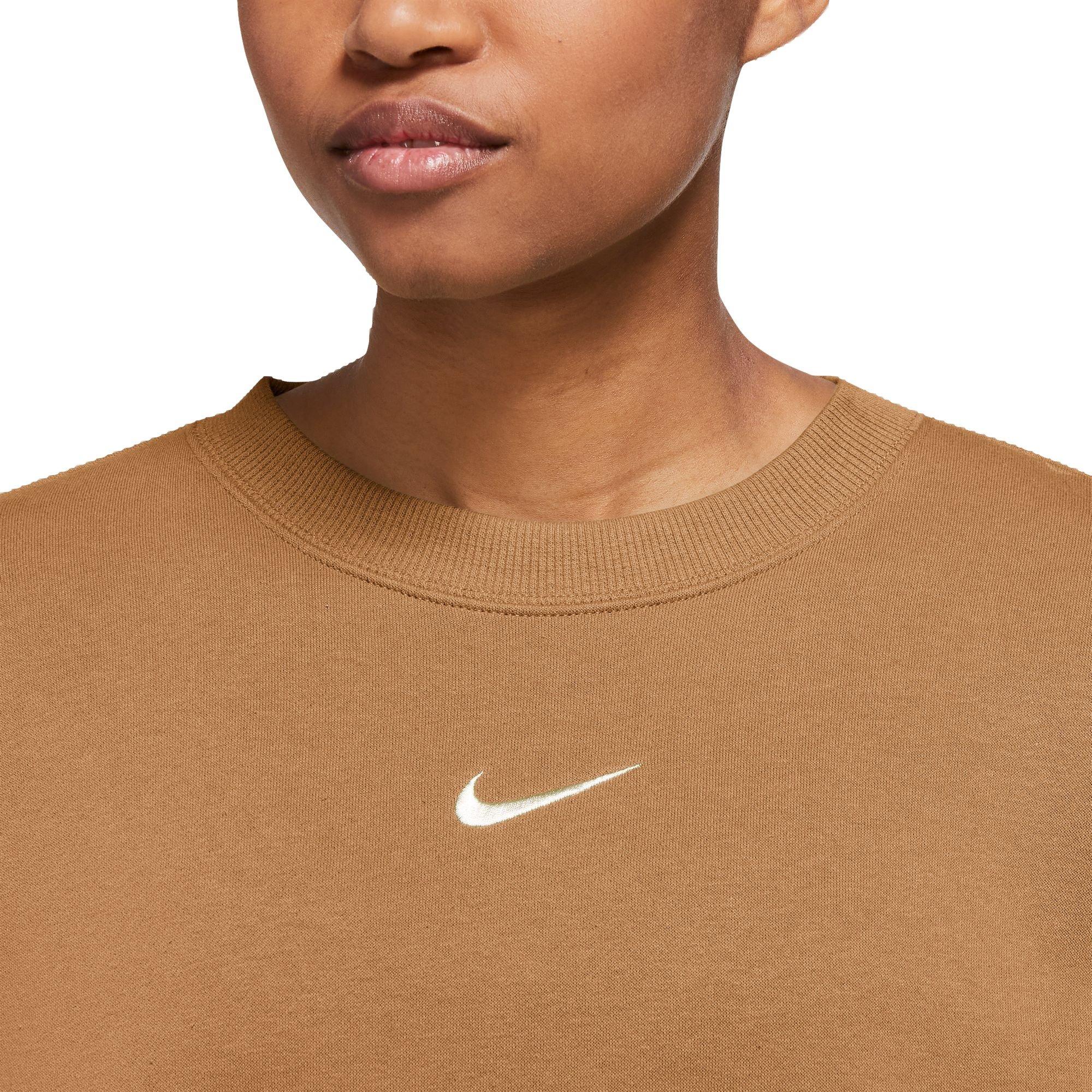 Nike Women's Phoenix Fleece Oversized Crew - Flax - TAN Thumbnail View 3