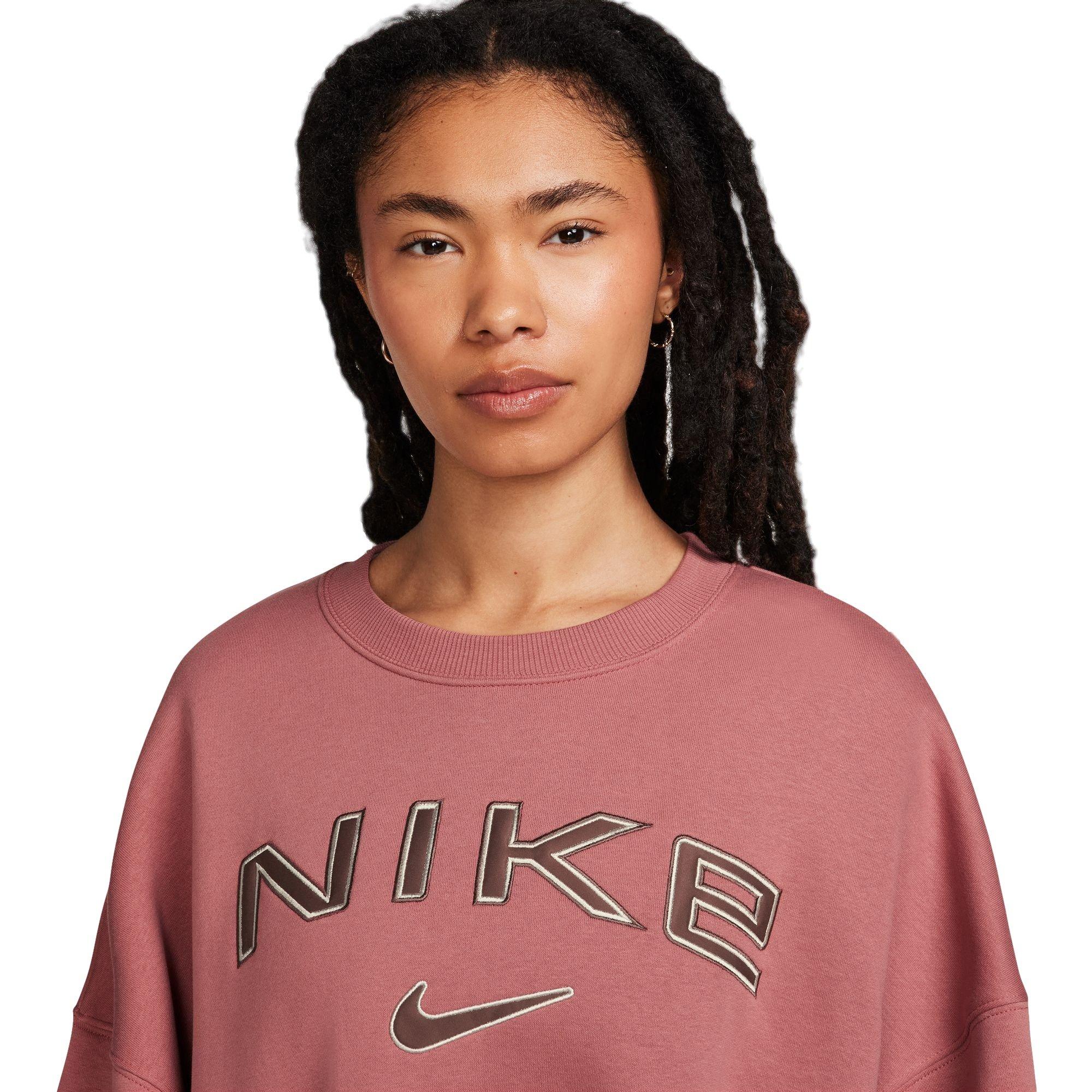 Nike Women's Phoenix Fleece Oversized Crew - Canyon - PINK Thumbnail View 3