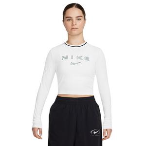 Nike Women's Long Sleeve Slim Crop Logo Tee - White