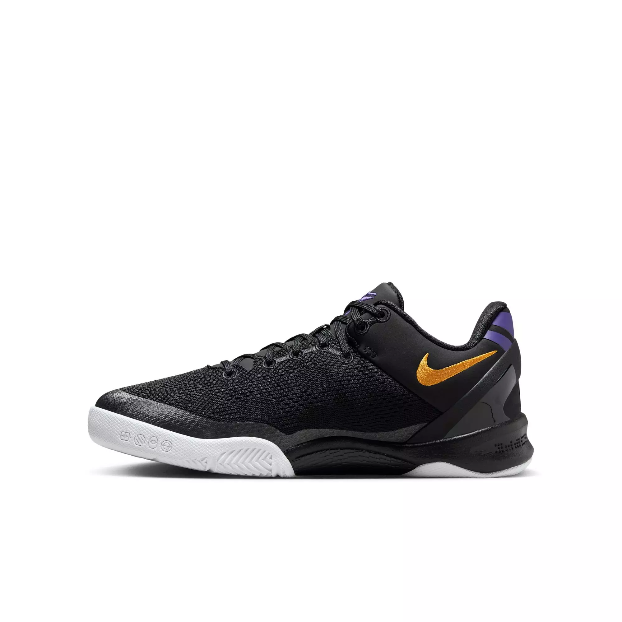Nike Kobe 8 "Lakers Away" Grade School Kids' Basketball Shoe - BLACK/UNIVERSITY GOLD/COURT PURPLE