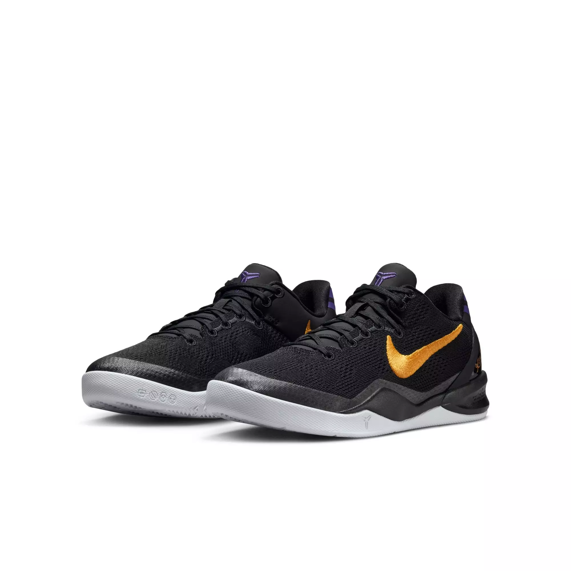 Nike Kobe 8 "Lakers Away" Grade School Kids' Basketball Shoe - BLACK/UNIVERSITY GOLD/COURT PURPLE