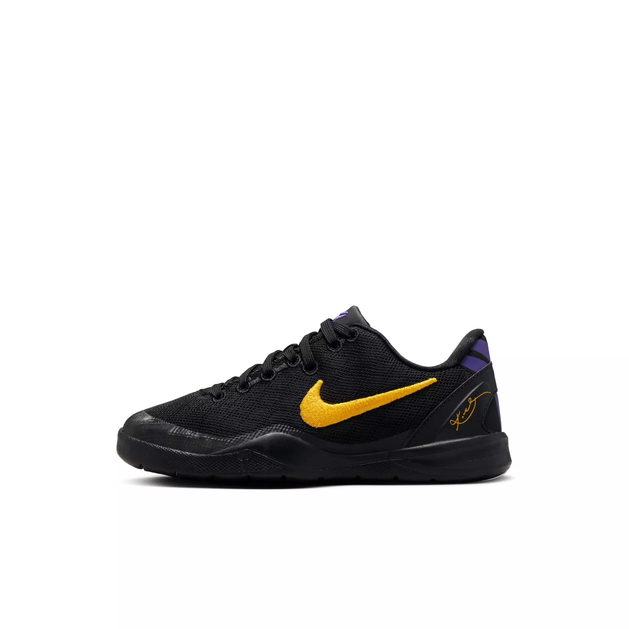 Nike Kobe 8 "Lakers Away" Preschool Kids' Basketball Shoe - BLACK/UNIVERSITY GOLD/COURT PURPLE