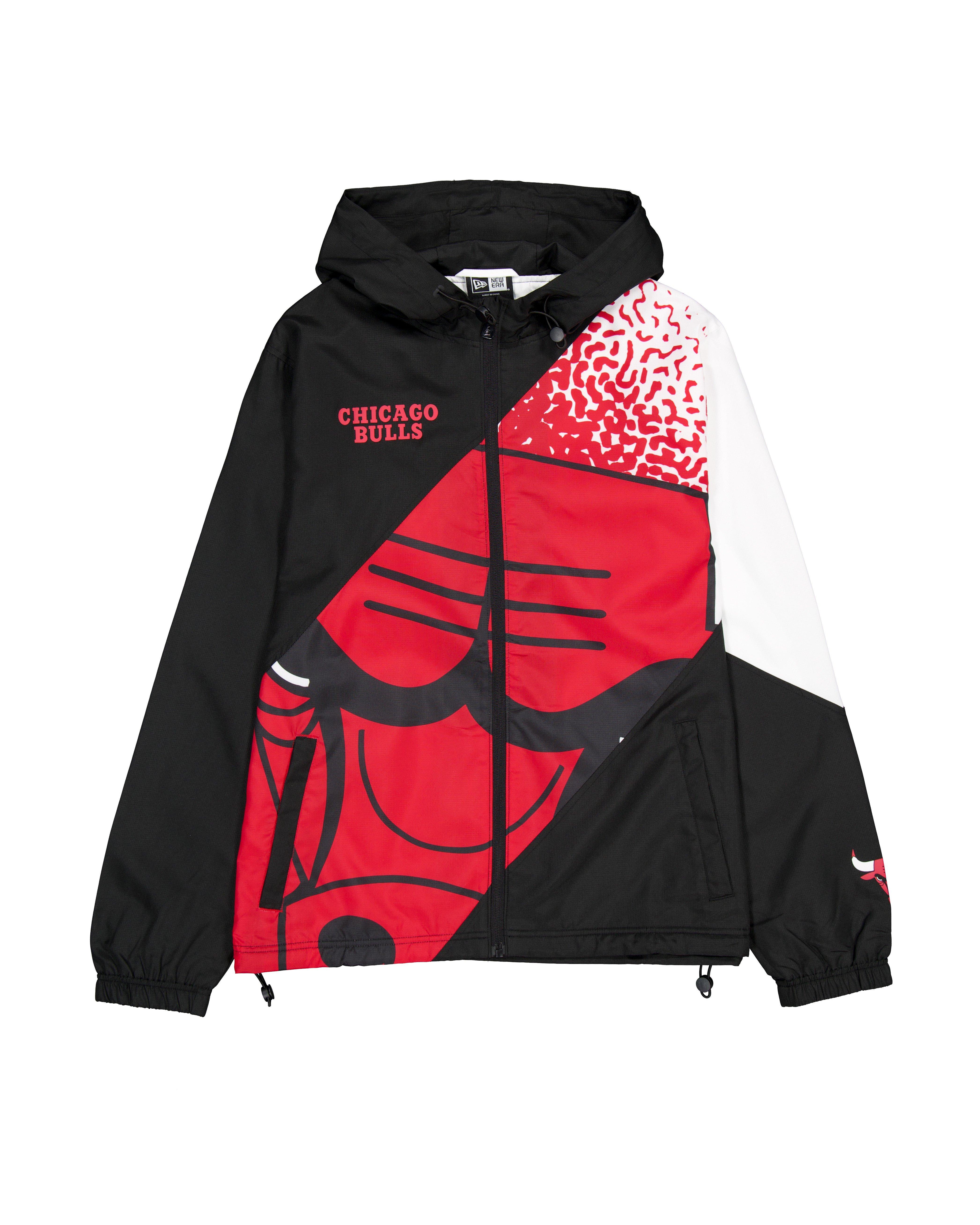New Era Chicago Bulls Windbreaker Jacket - Black/Red - BLACK/RED Thumbnail View 1
