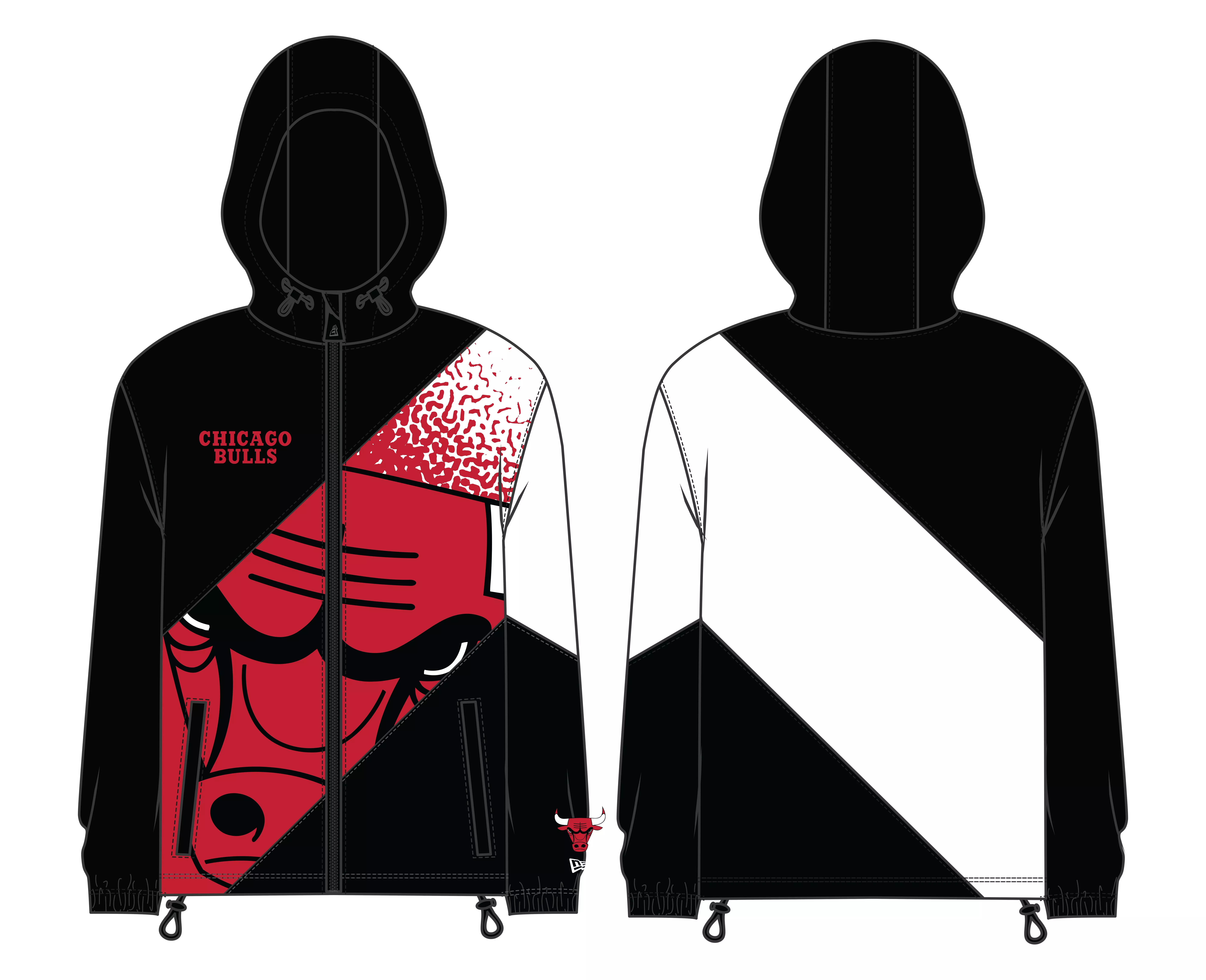 New Era Chicago Bulls Windbreaker Jacket - Black/Red - BLACK/RED