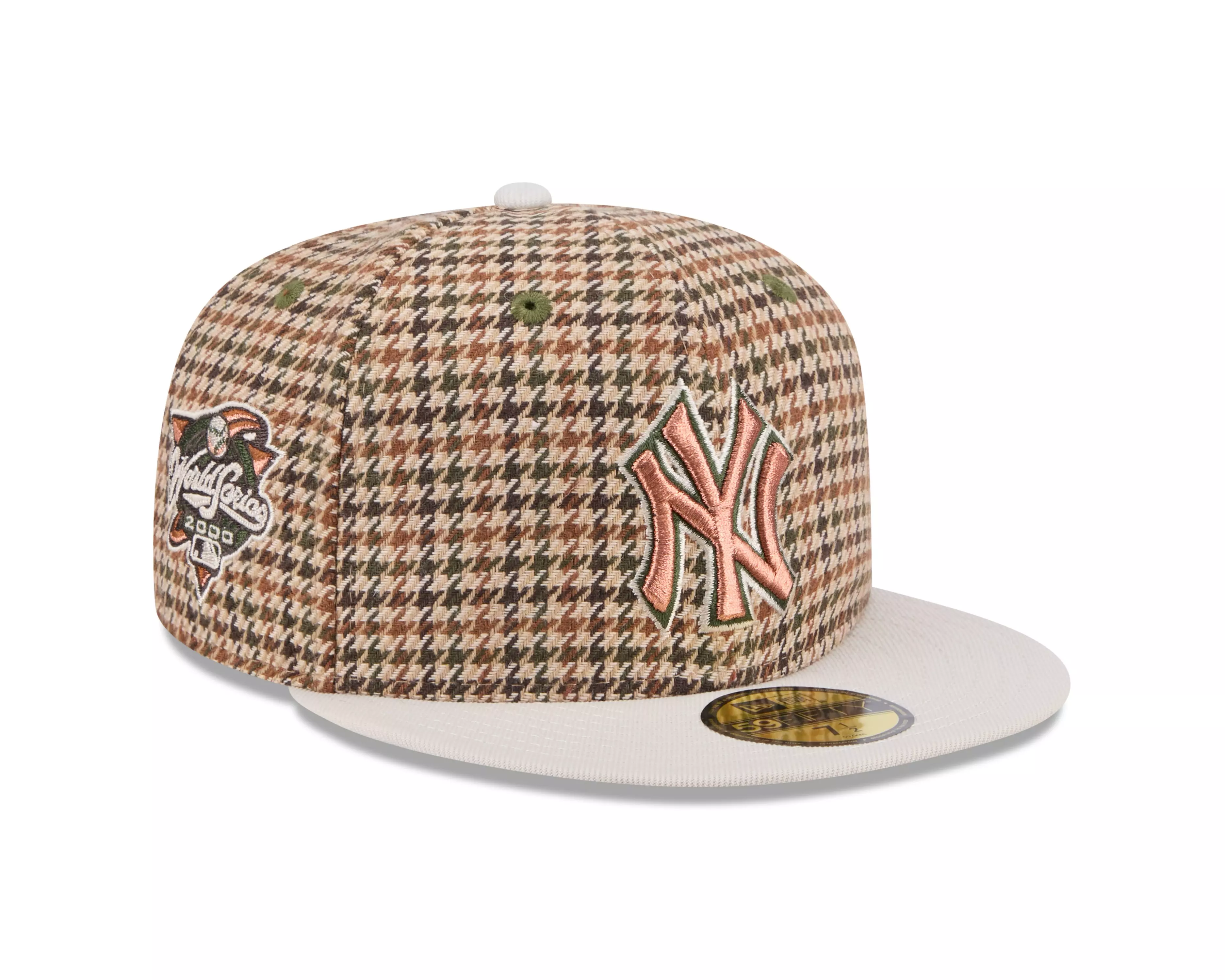 New Era New York Yankees 59FIFTY Houndstooth Fitted Cap-Brown - BROWN