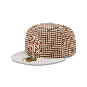 New Era New York Yankees 59FIFTY Houndstooth Fitted Cap-Brown