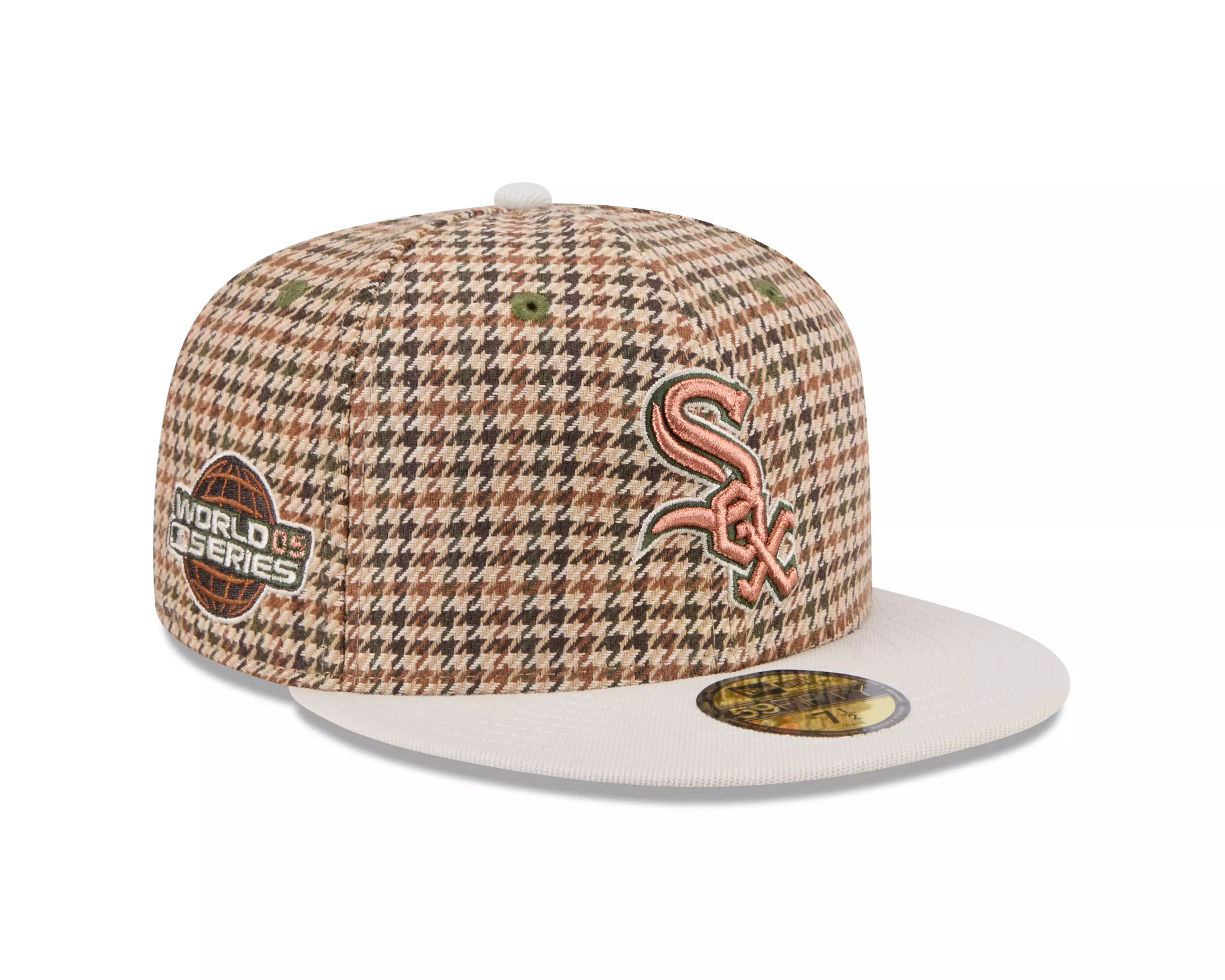New Era Chicago White Sox 59FIFTY Houndstooth Fitted Cap - Brown - BROWN