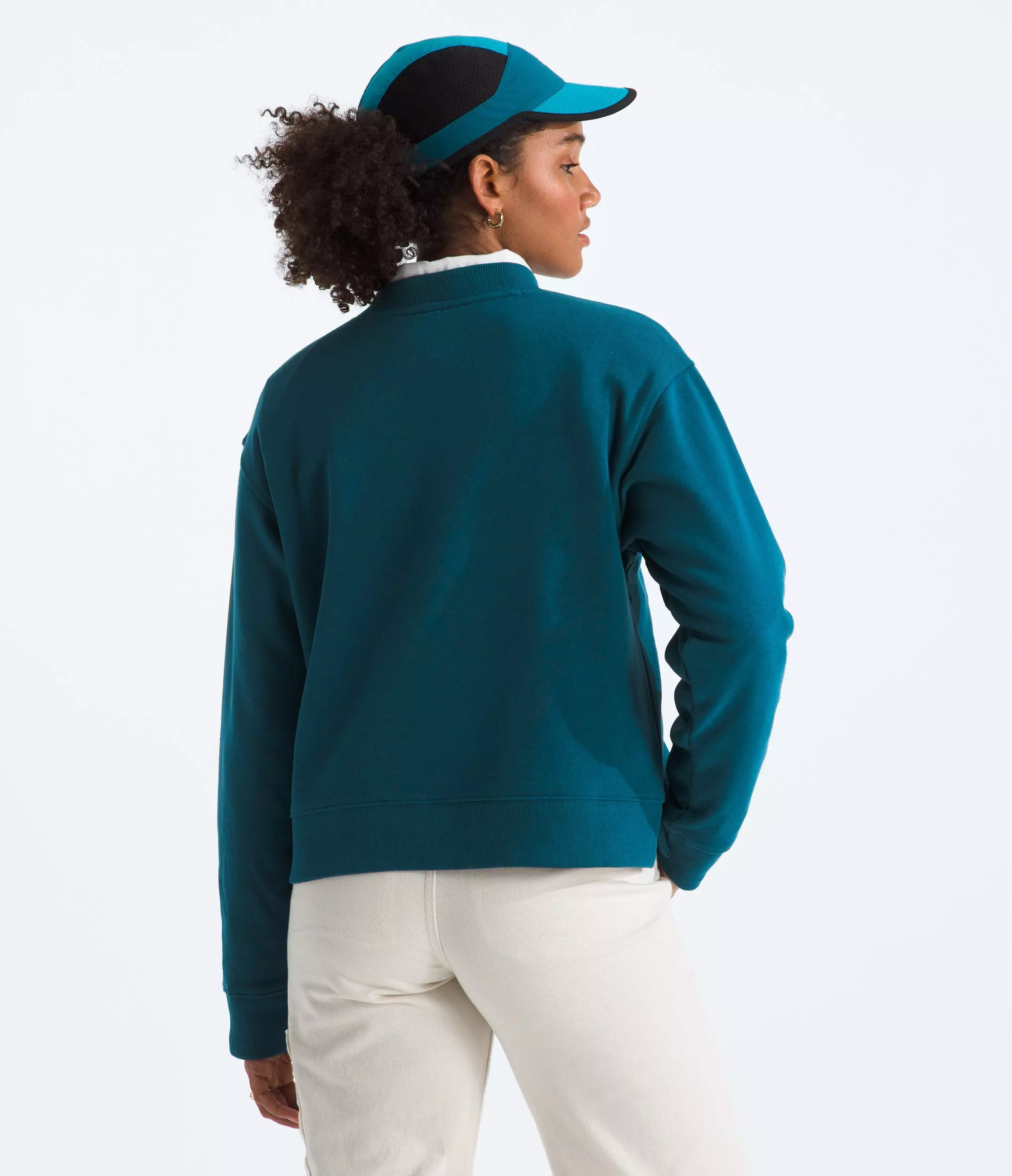 The North Face Women's Evolution Oversized Crew-Teal - TEAL