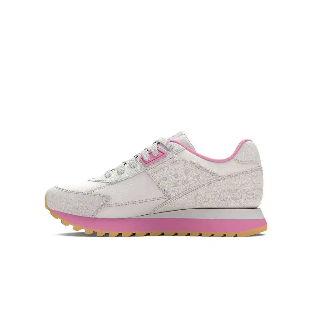 Under Armour Essential Runner "Grey/Pink" Grade School Girls' Shoe - GREY/PINK