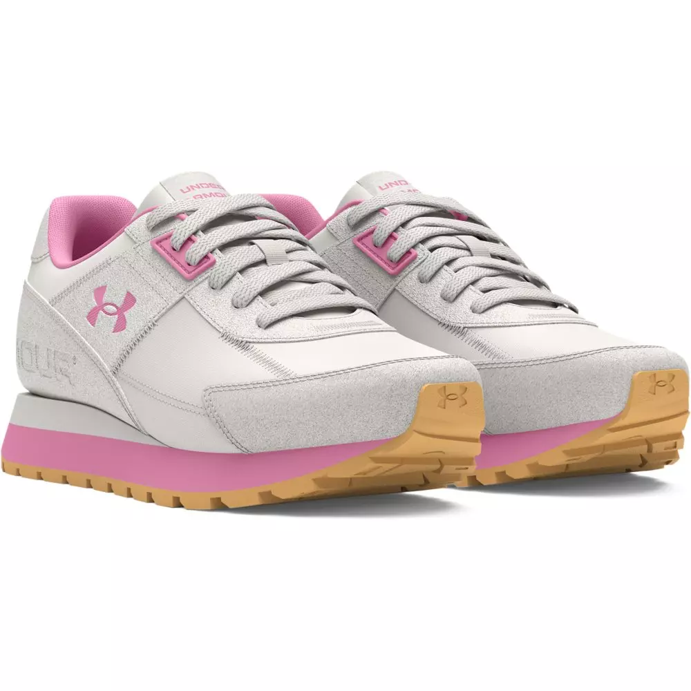 Under Armour Essential Runner "Grey/Pink" Grade School Girls' Shoe - GREY/PINK