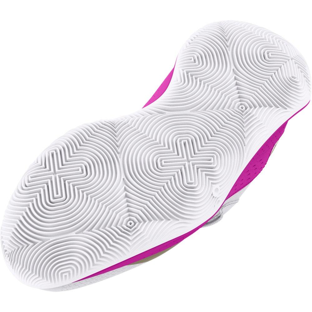 Under Armour Jet '23 Preschool Girls' "Vivid Magenta/Metallic Gold/White" Basketball Shoe