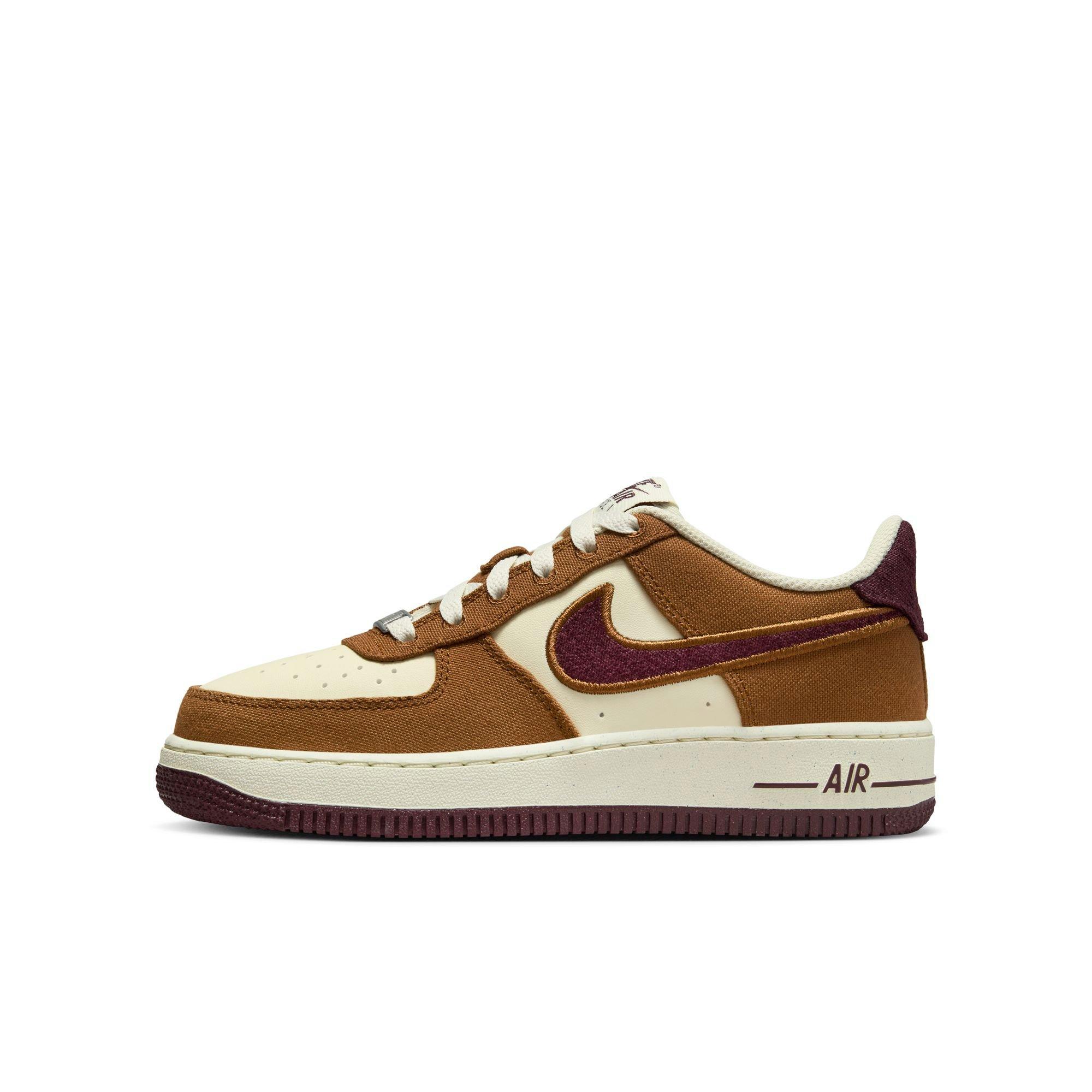 Nike Air Force 1 LV8 Grade School Boys' Lt British Tan/Burgundy Crush Shoe