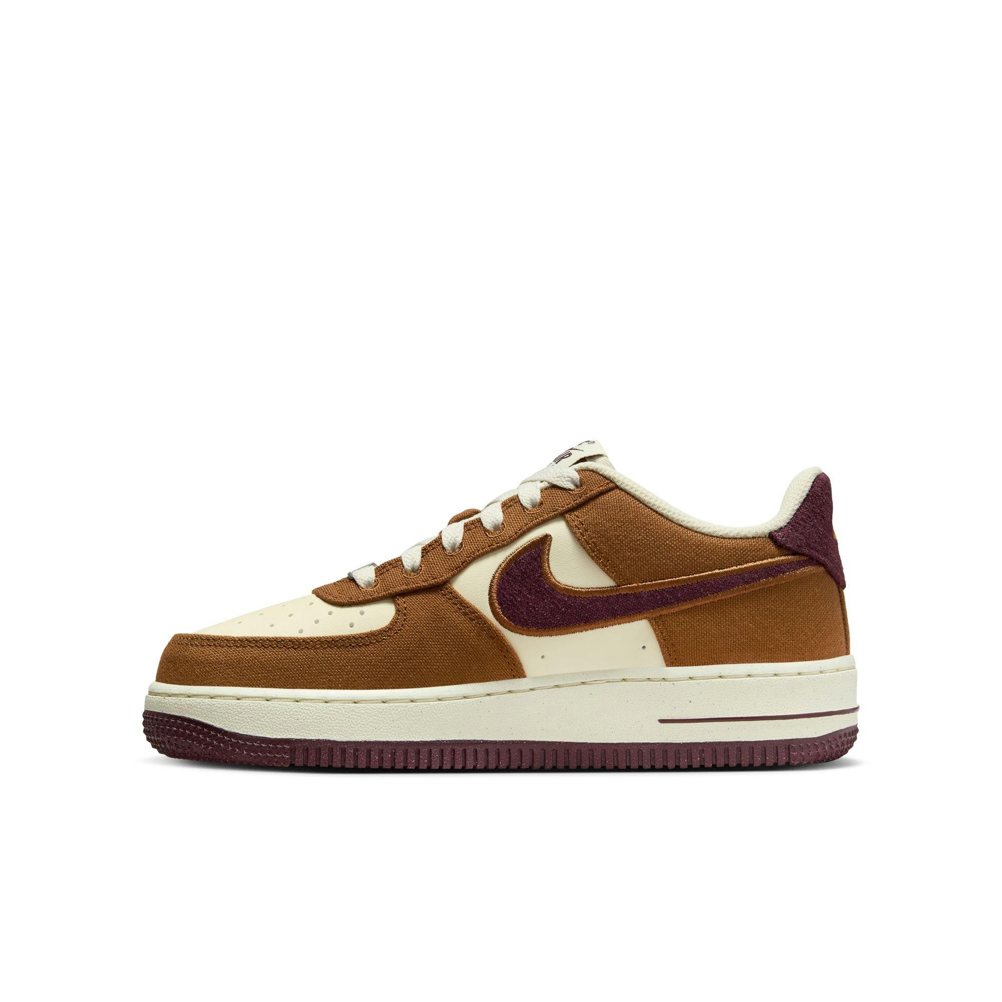 Nike Air Force 1 LV8 Grade School Boys' Lt British Tan/Burgundy Crush Shoe