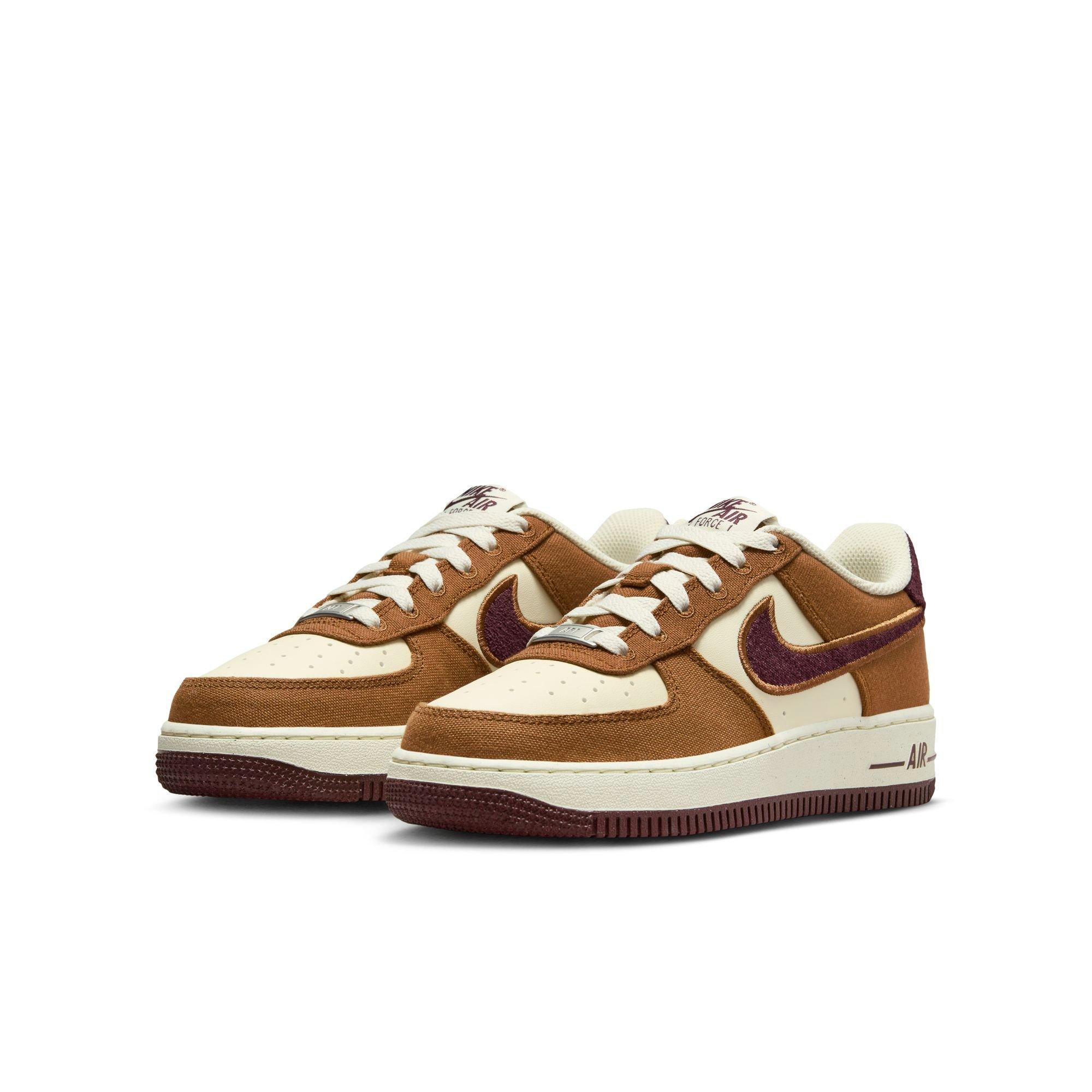 Nike Air Force 1 LV8 Grade School Boys' Lt British Tan/Burgundy Crush Shoe