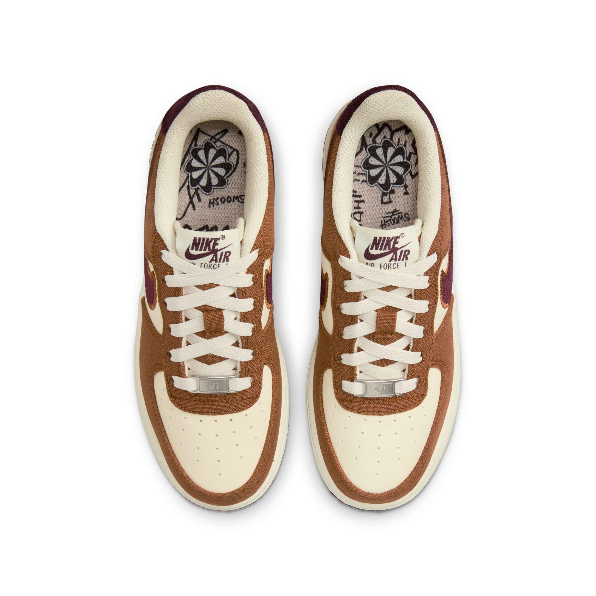 Nike Air Force 1 LV8 Grade School Boys' Lt British Tan/Burgundy Crush Shoe