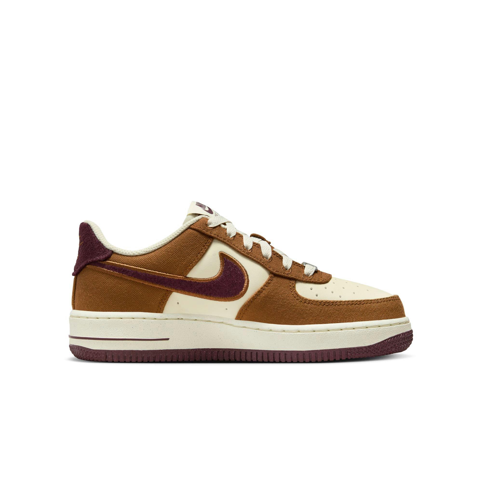 Nike Air Force 1 LV8 Grade School Boys' Lt British Tan/Burgundy Crush Shoe