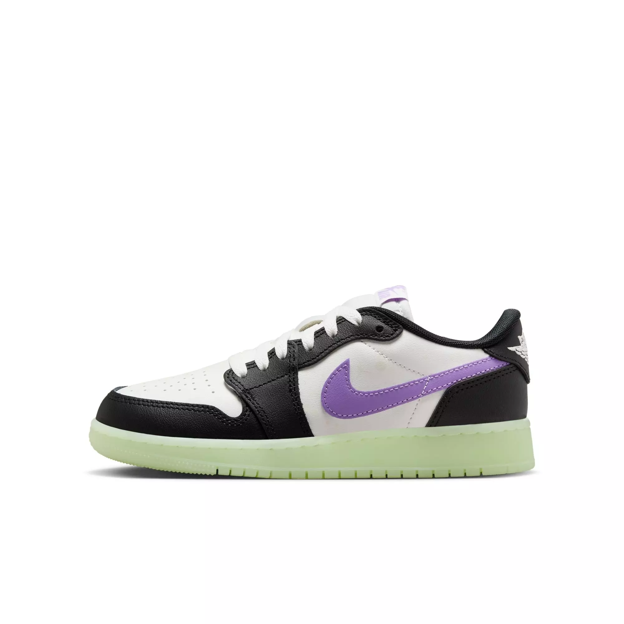 Jordan 1 Retro Low OG "Black Raspberry" Grade School Kids' Shoe - BLACK/BLACK RASPBERRY/VOLT TINT